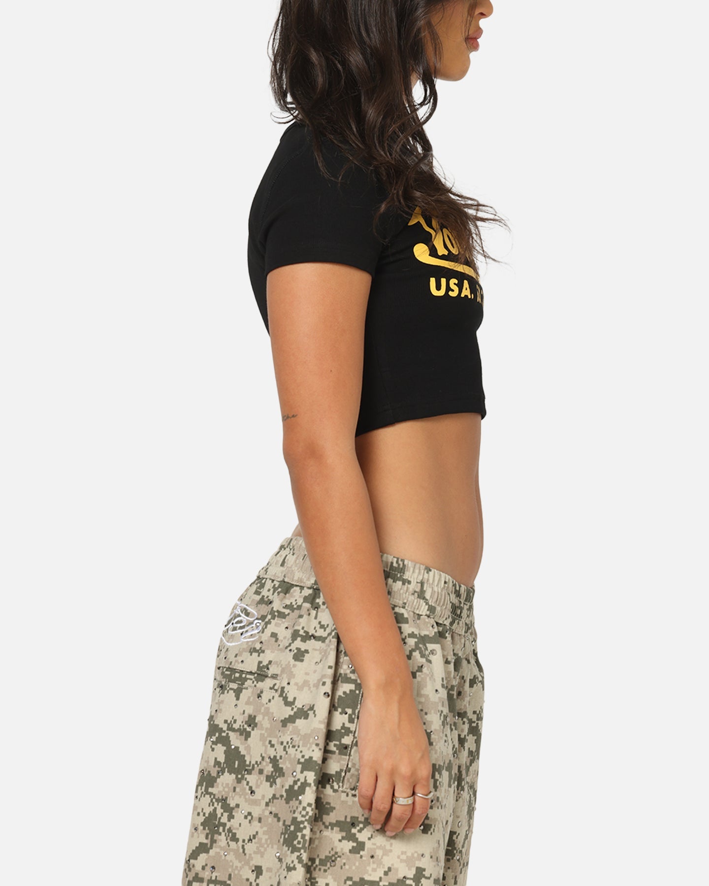 Von Dutch Women's Cropped T-Shirt Black