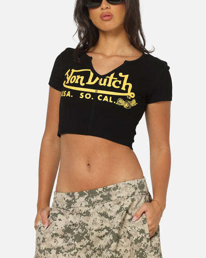 Von Dutch Women's Cropped T-Shirt Black