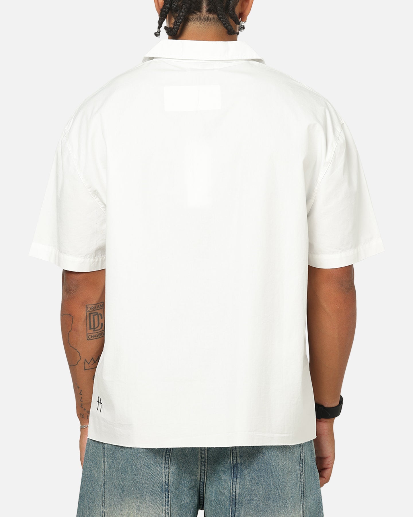 Saint Morta Raw Cut Twill Button Up Shirt Off White