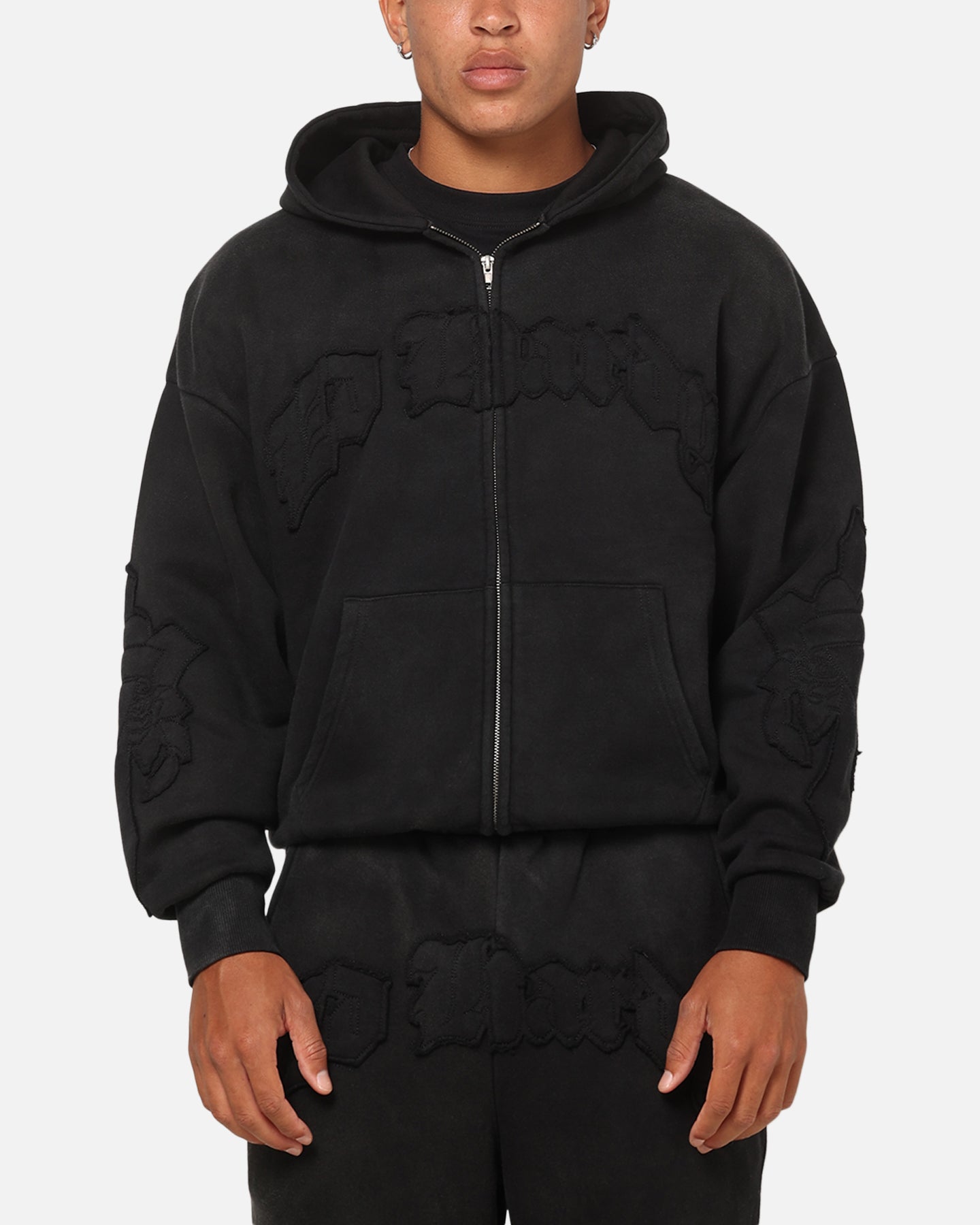 Ed Hardy Fray Zip Hoodie Black