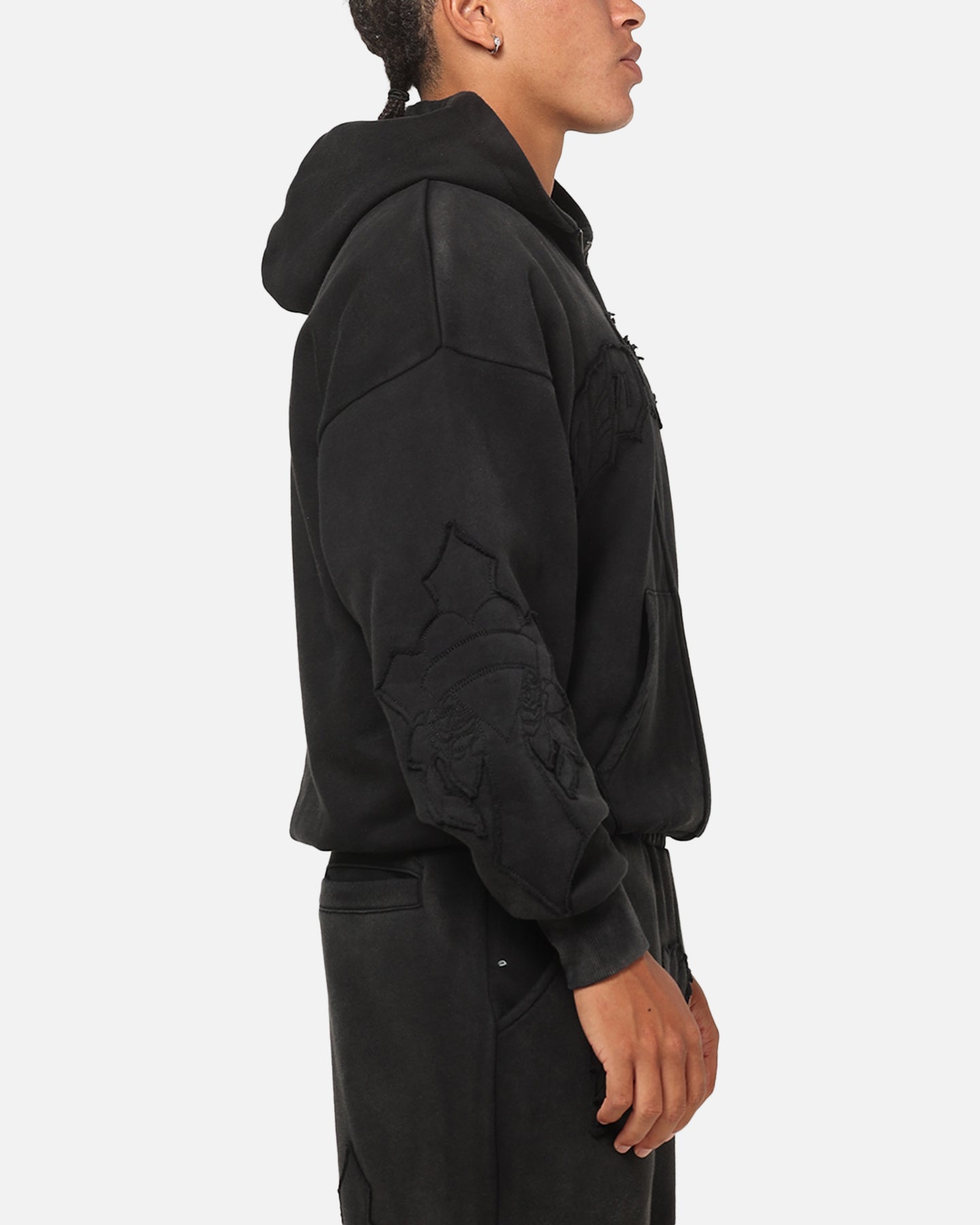 Ed Hardy Fray Zip Hoodie Black