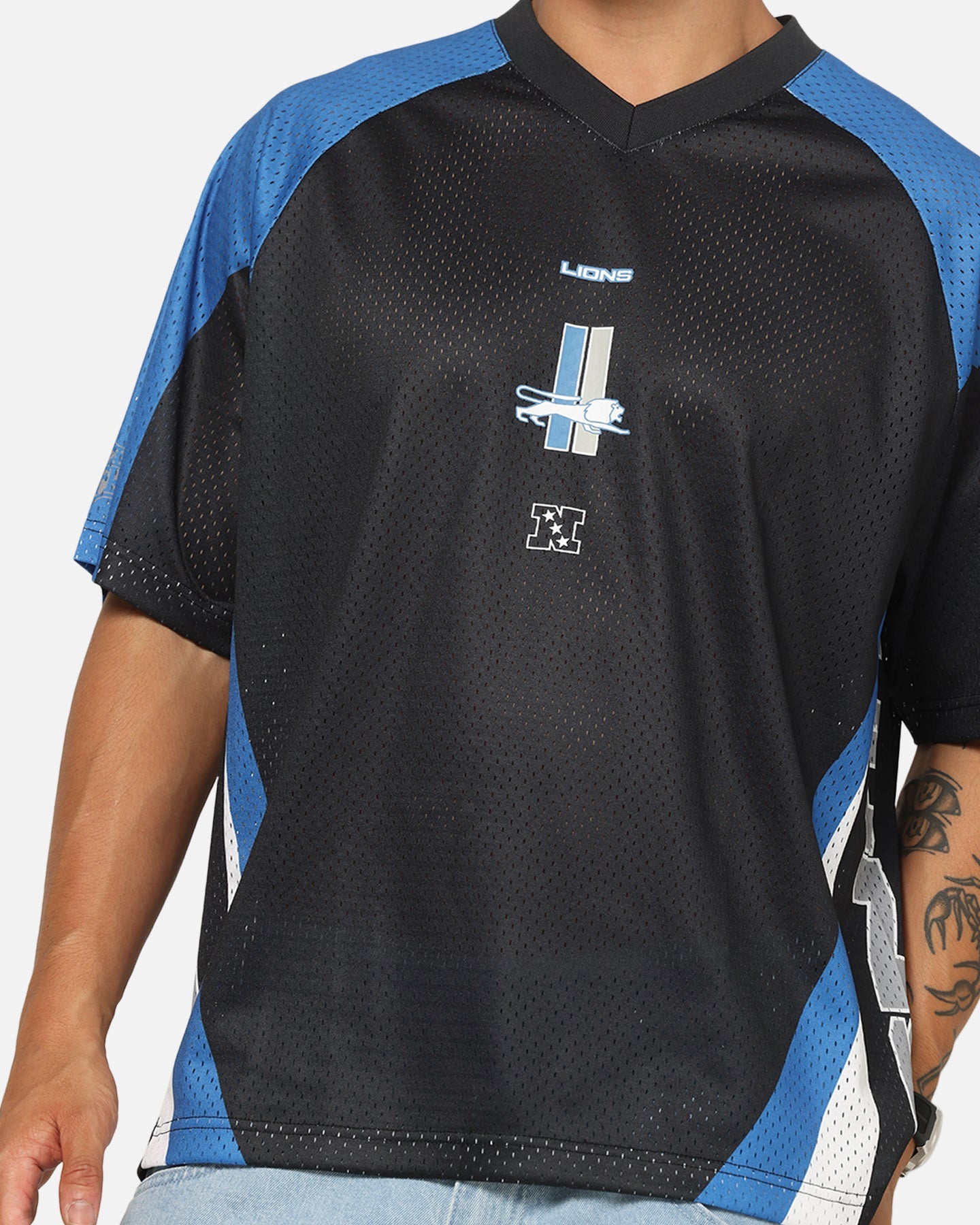 Mitchell & Ness Detroit Lions Warehouse Rave Jersey Black/Blue/White