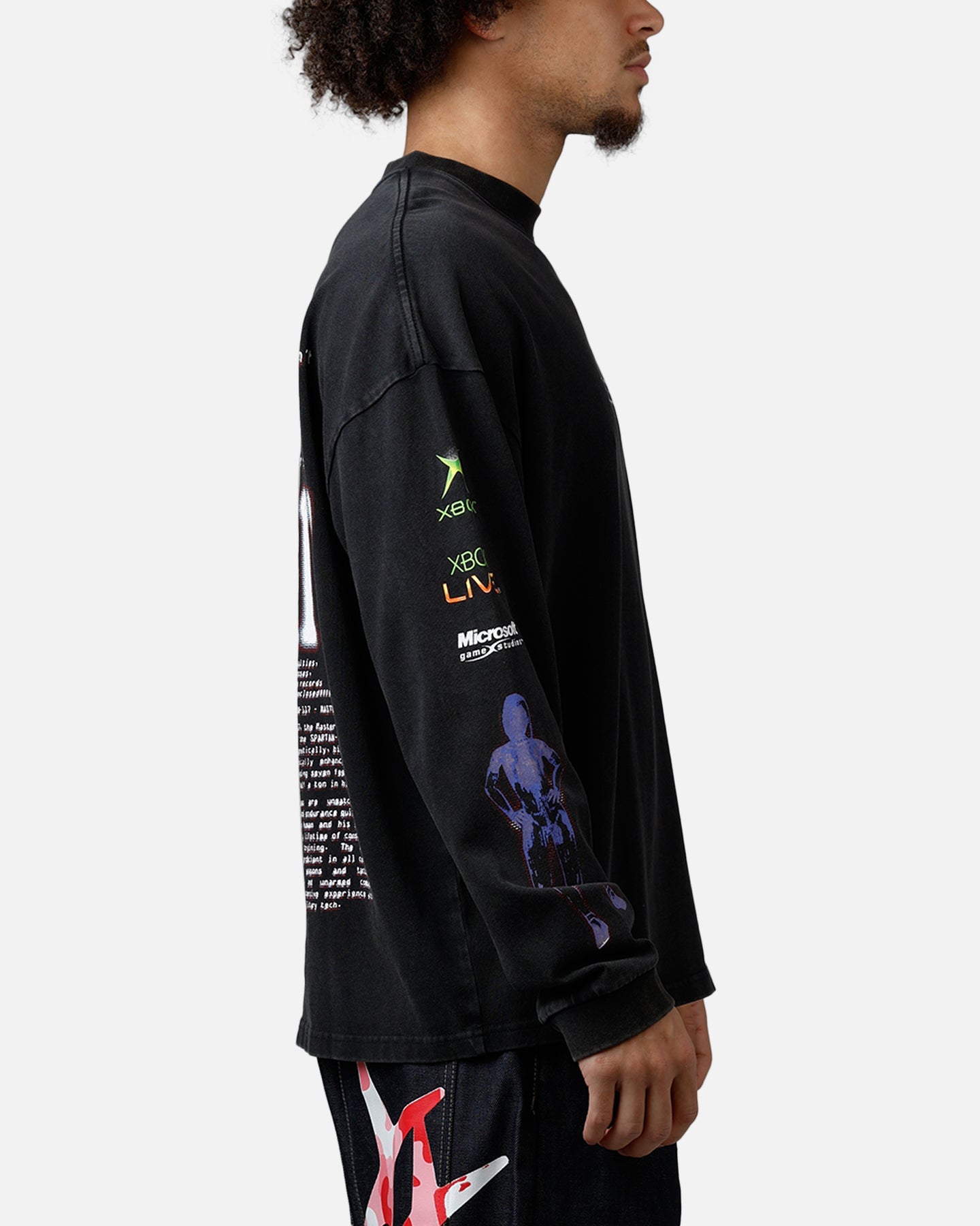 73Studio X Halo 2 Long Sleeve T-Shirt Black Acidwash