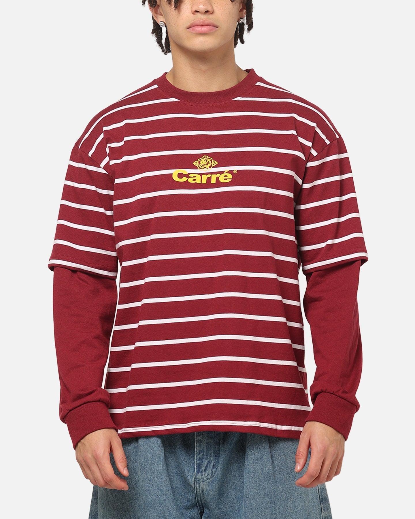 Carre Club Stripe Long Sleeve T-Shirt Burgundy Stripe