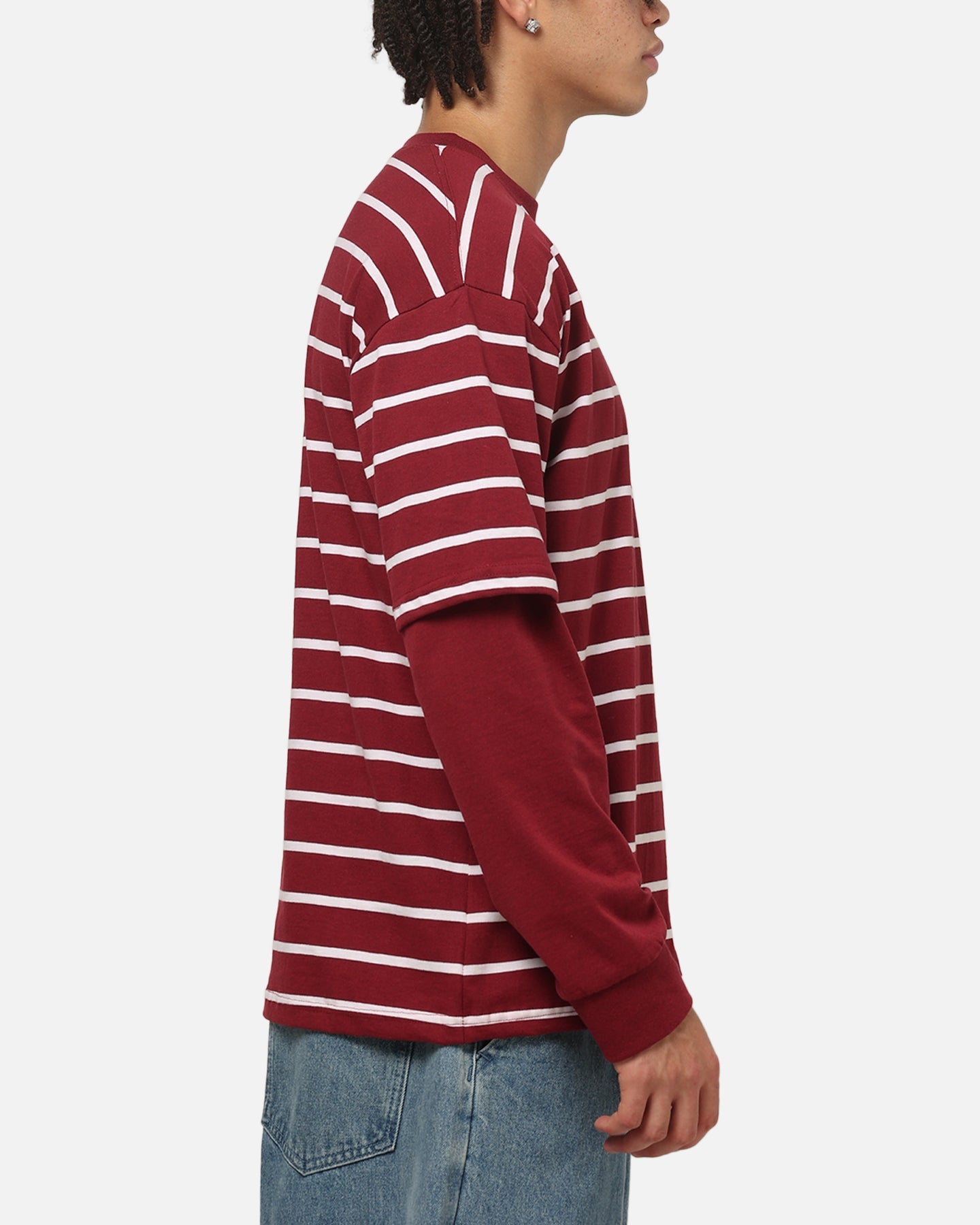 Carre Club Stripe Long Sleeve T-Shirt Burgundy Stripe
