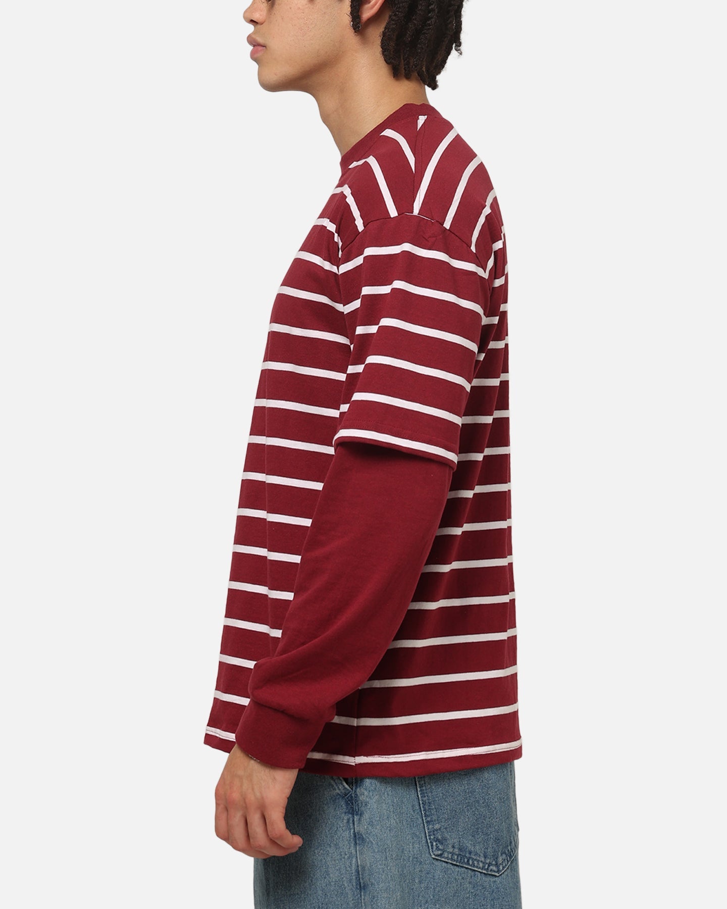 Carre Club Stripe Long Sleeve T-Shirt Burgundy Stripe