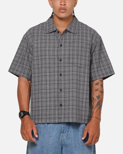 Carre Plaid Button Up Shirt Black-Plaid