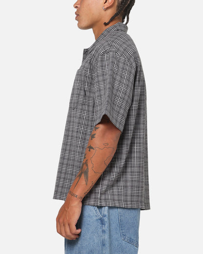 Carre Plaid Button Up Shirt Black-Plaid