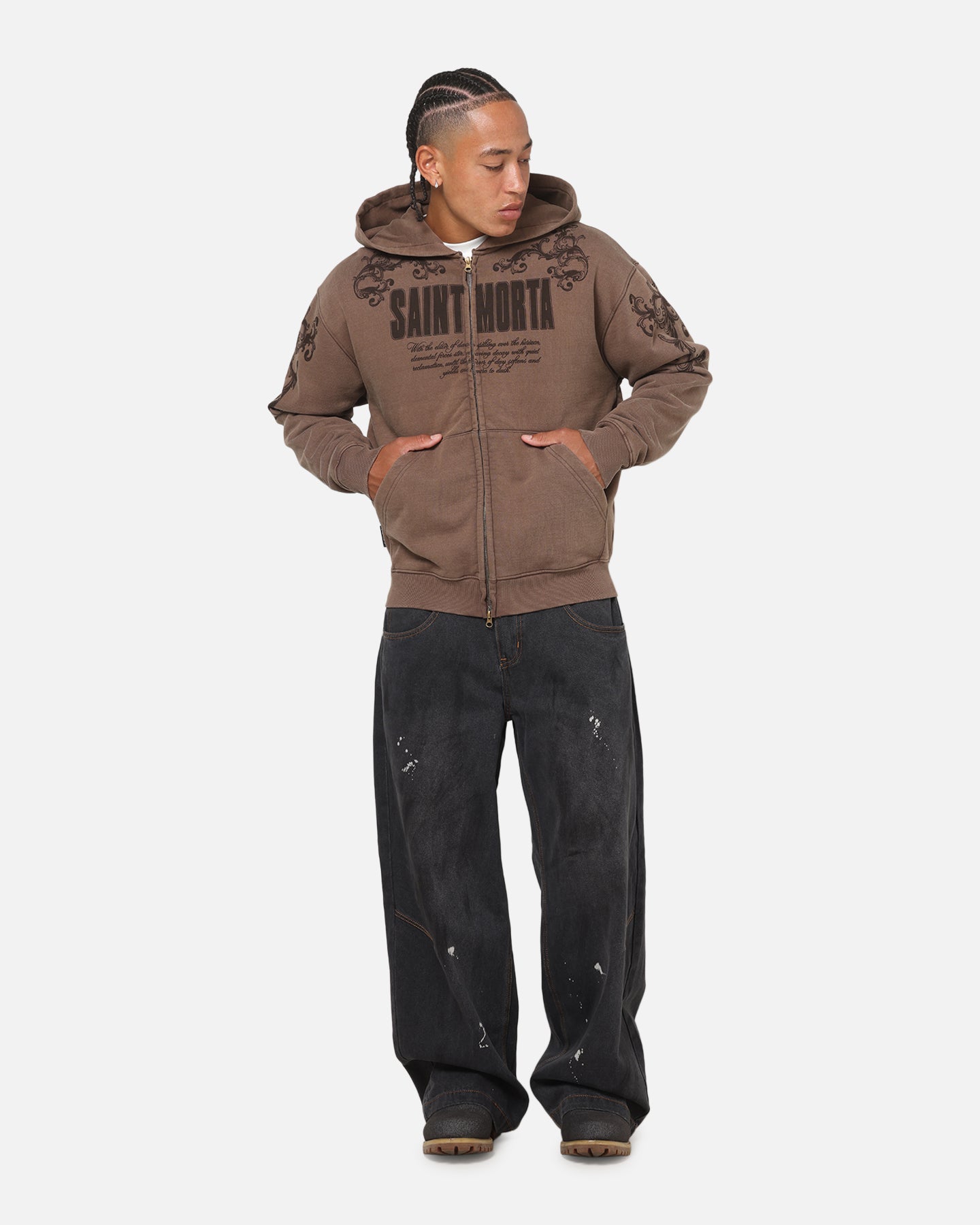 Saint Morta Baroque Zip Hoodie Pigment Washed