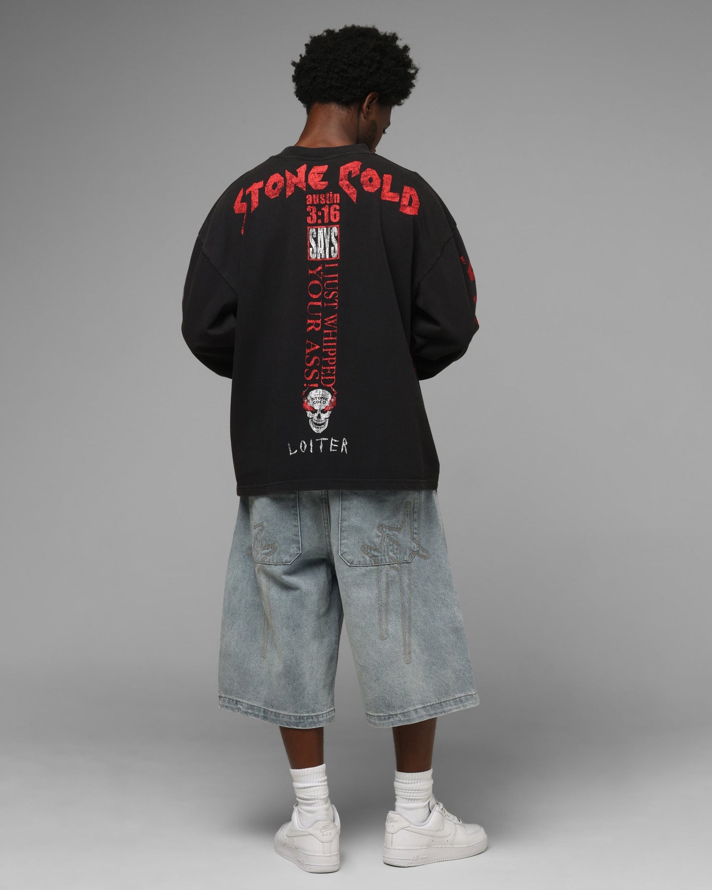Loiter X WWE Stone Cold Long Sleeve T-Shirt Black