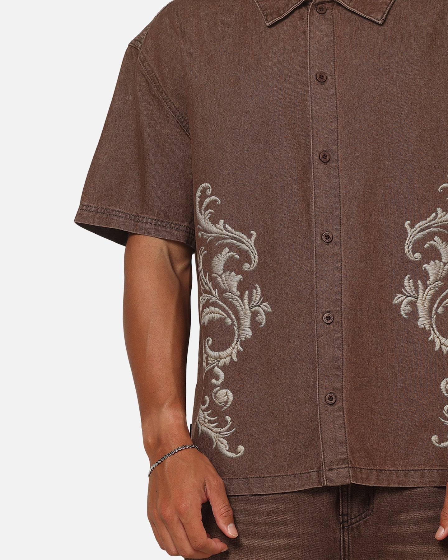 Saint Morta Baroque Button Up Shirt Dark Earth