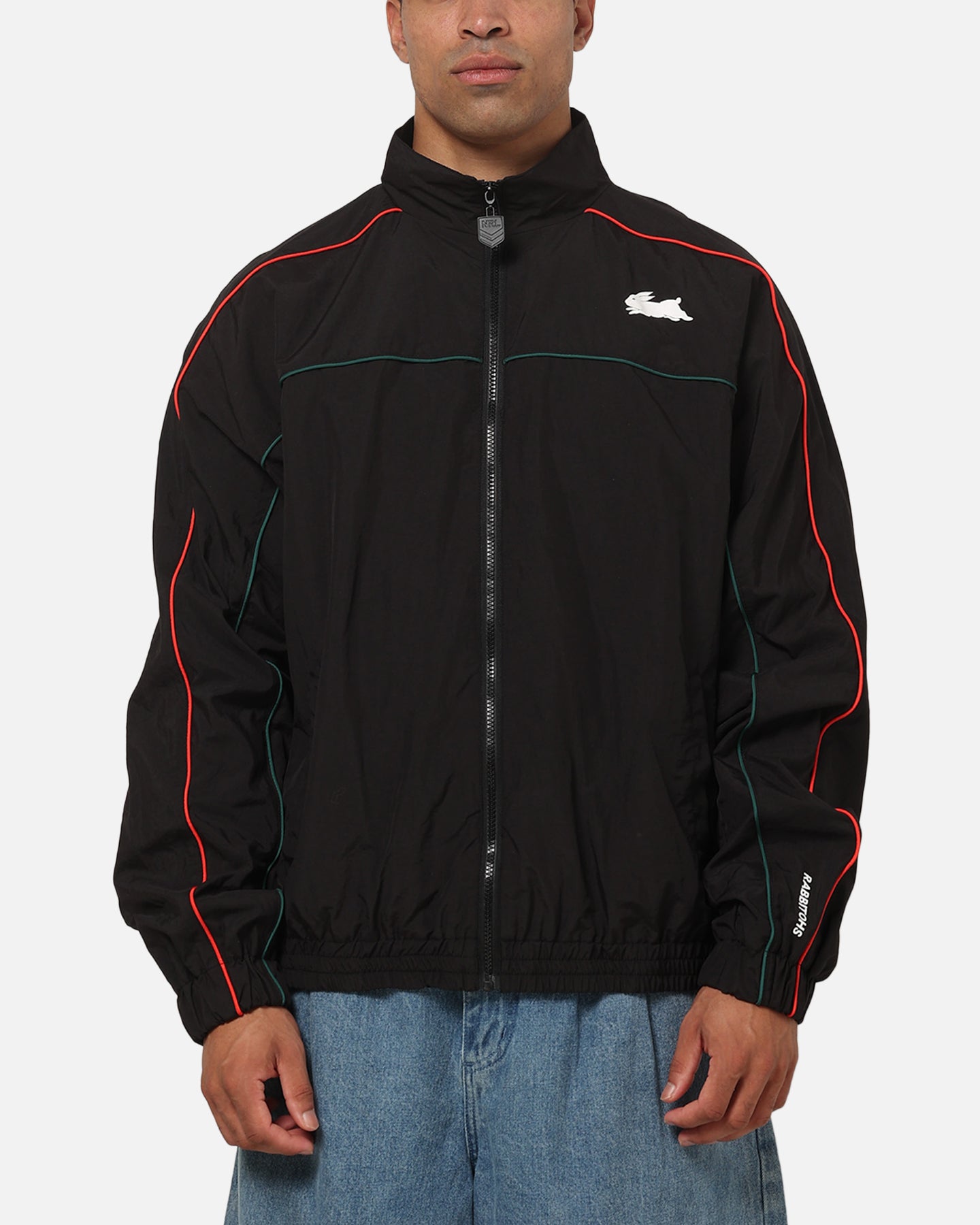 Bleacher Athletic South Sydney Rabbitohs NRL Midweight Spray Jacket Black