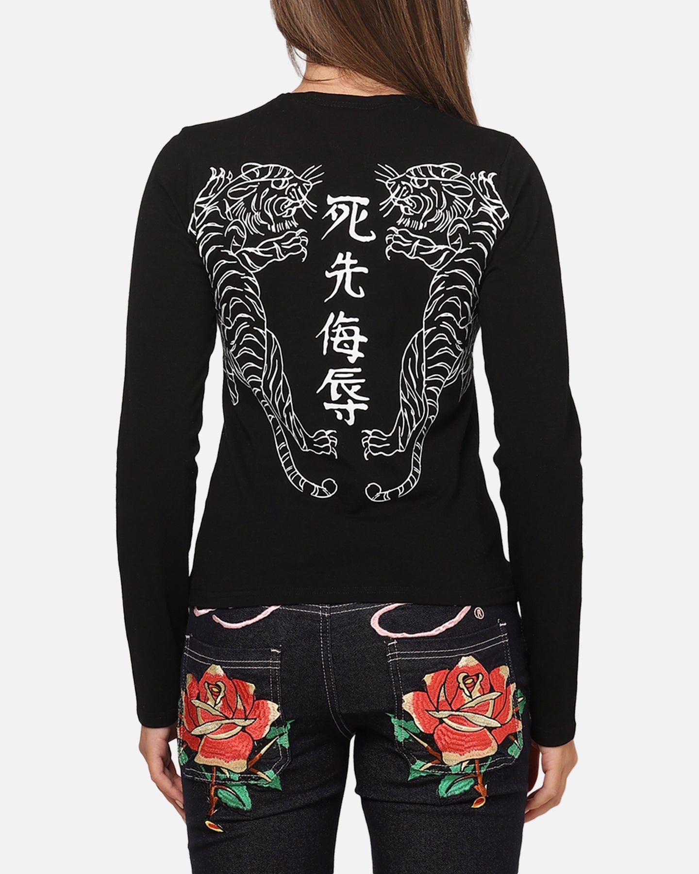 Ed Hardy Women's Tiger Long Sleeve T-Shirt Black