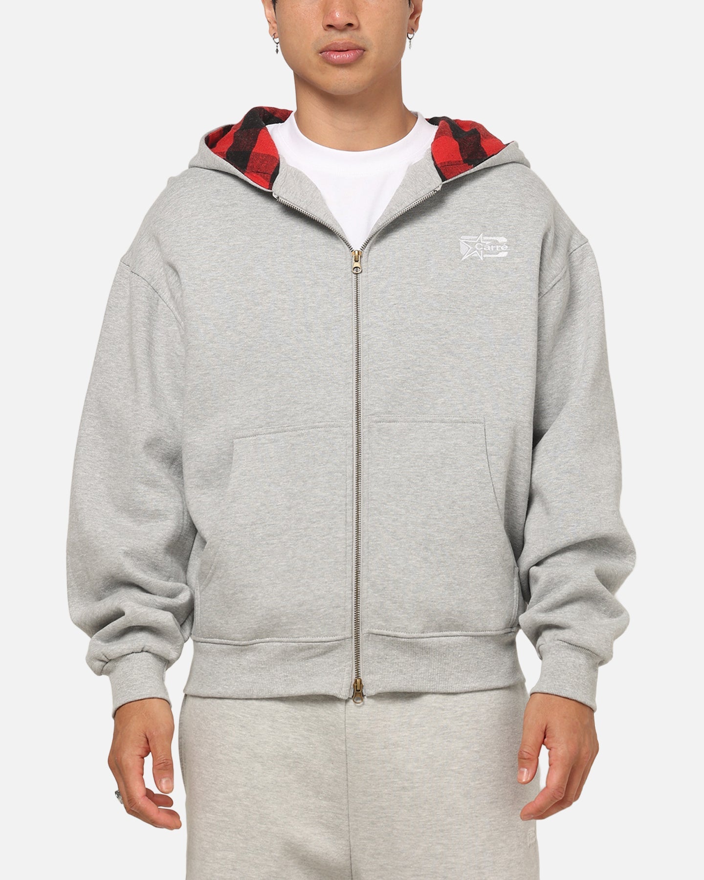 Carre True Form Hoodie Grey Marle/Plaid