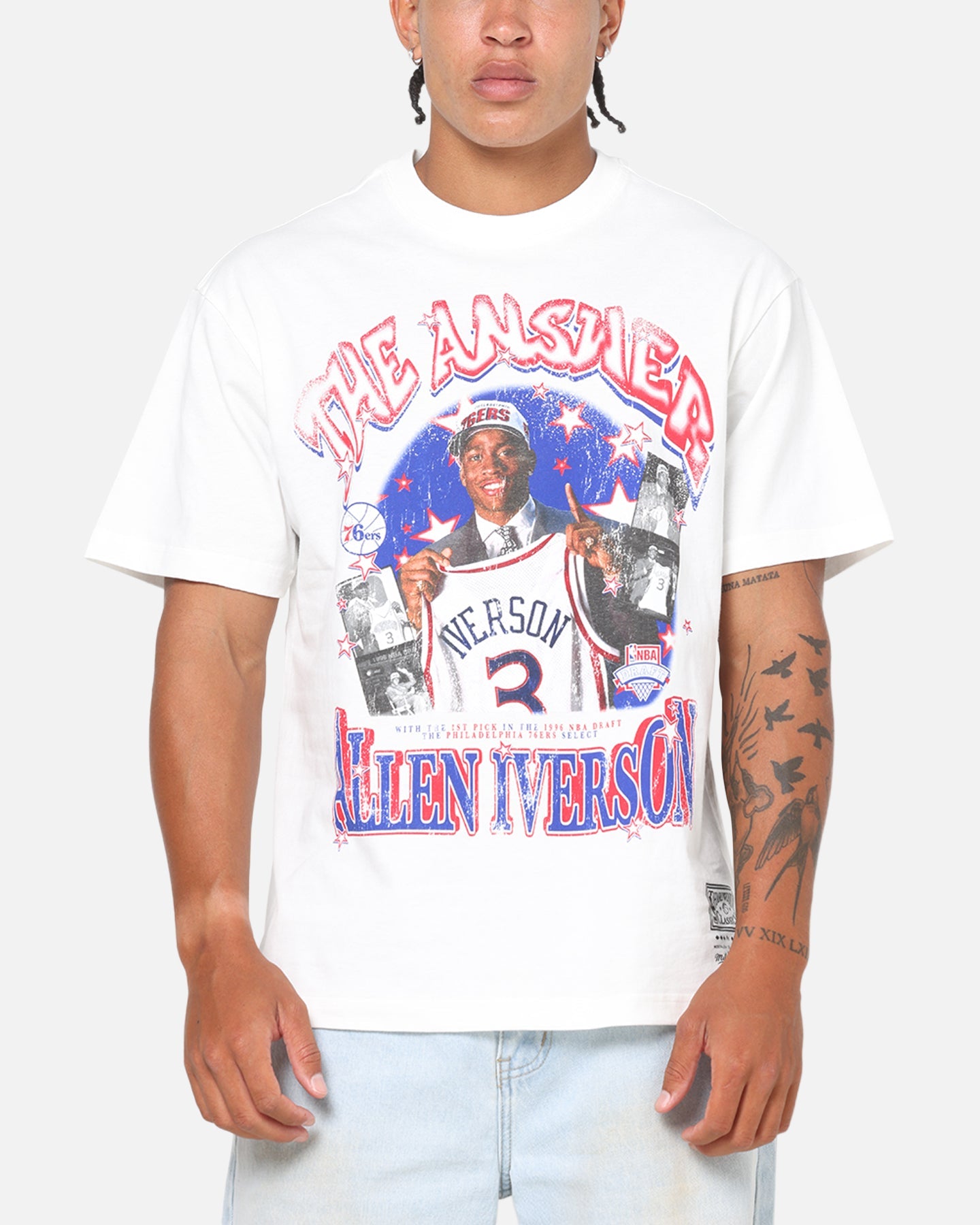 Mitchell & Ness Allen Iverson Star Burster T-Shirt Vintage White