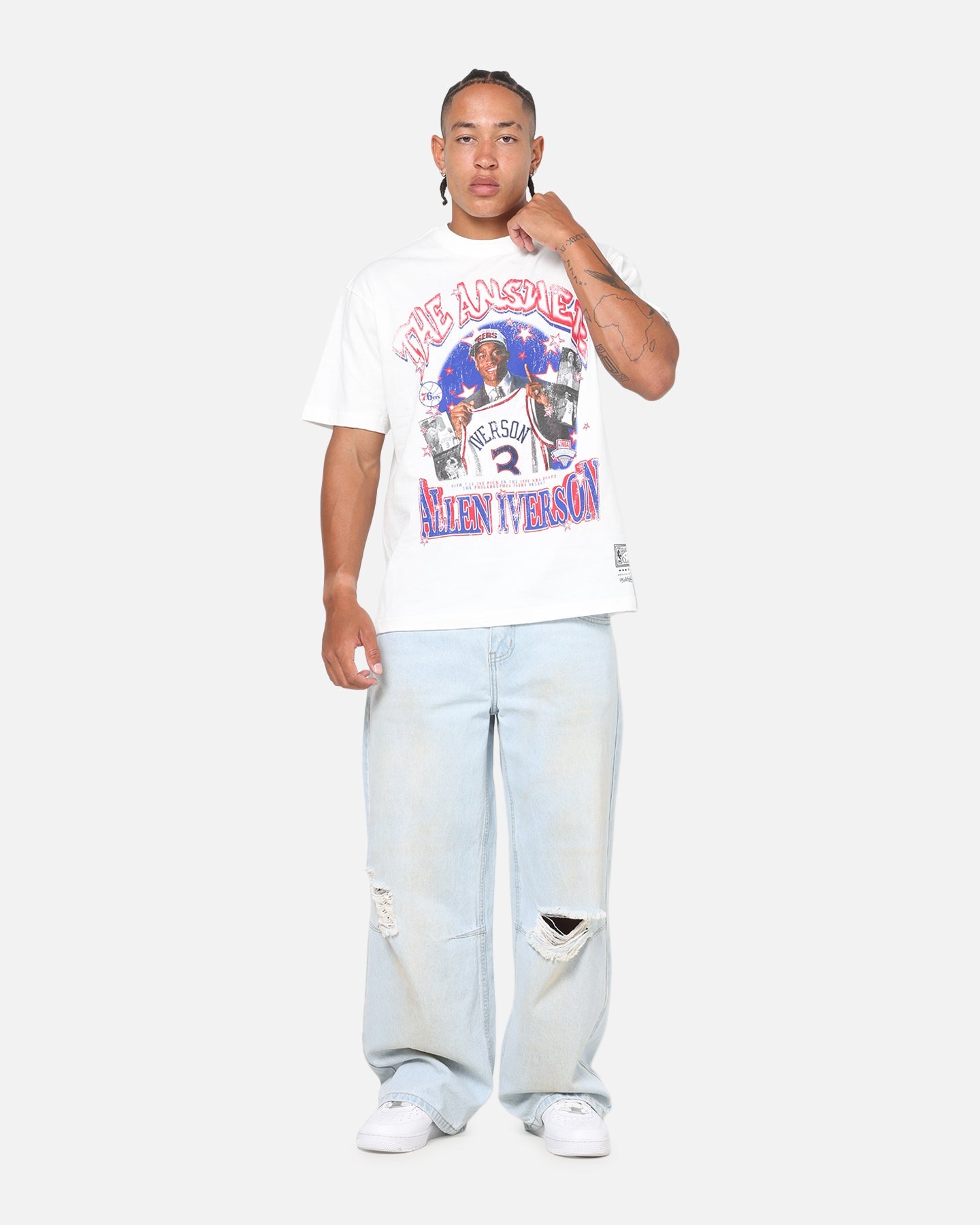 Mitchell & Ness Allen Iverson Star Burster T-Shirt Vintage White