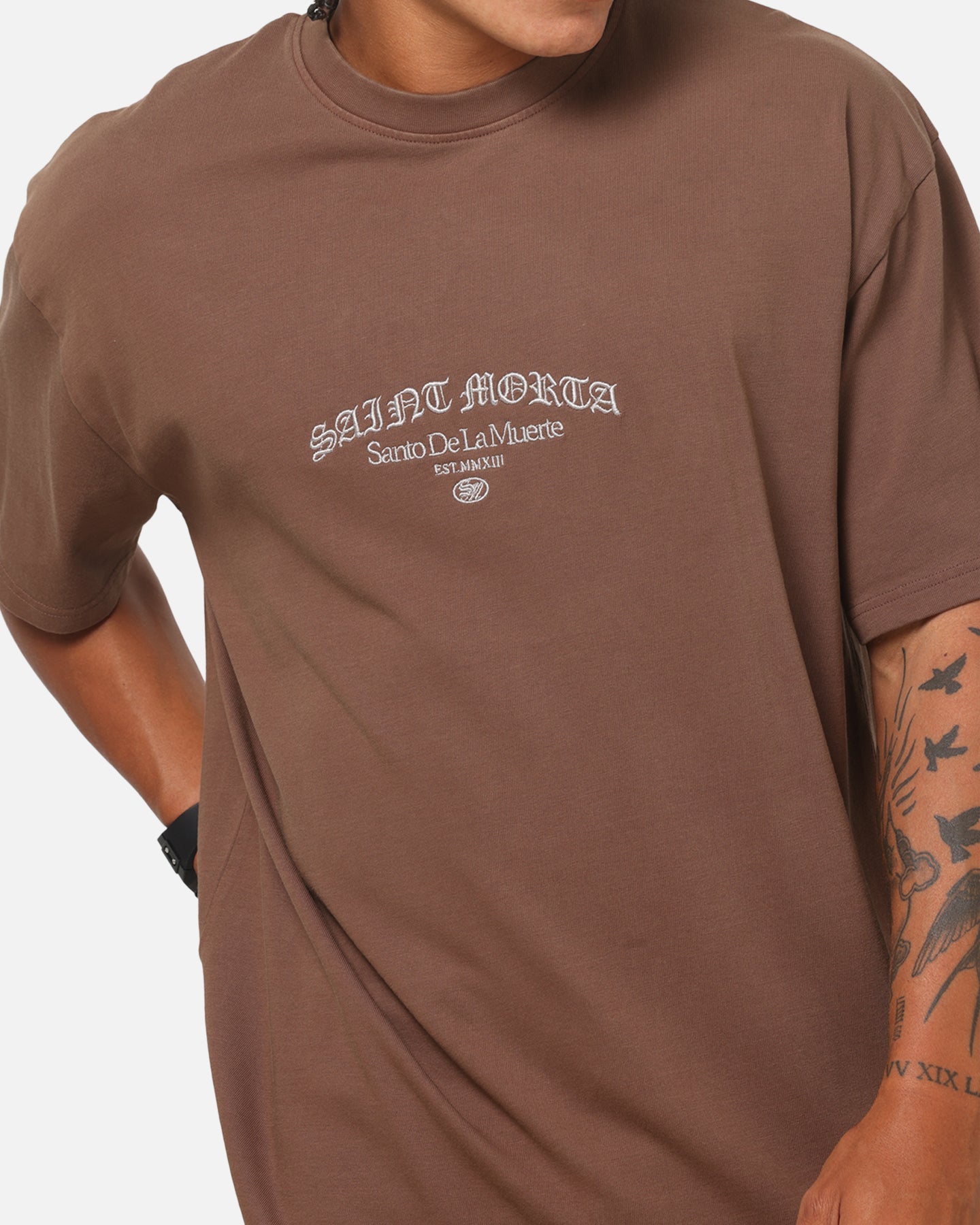 Saint Morta The Cross Boxy T-Shirt Washed Brown