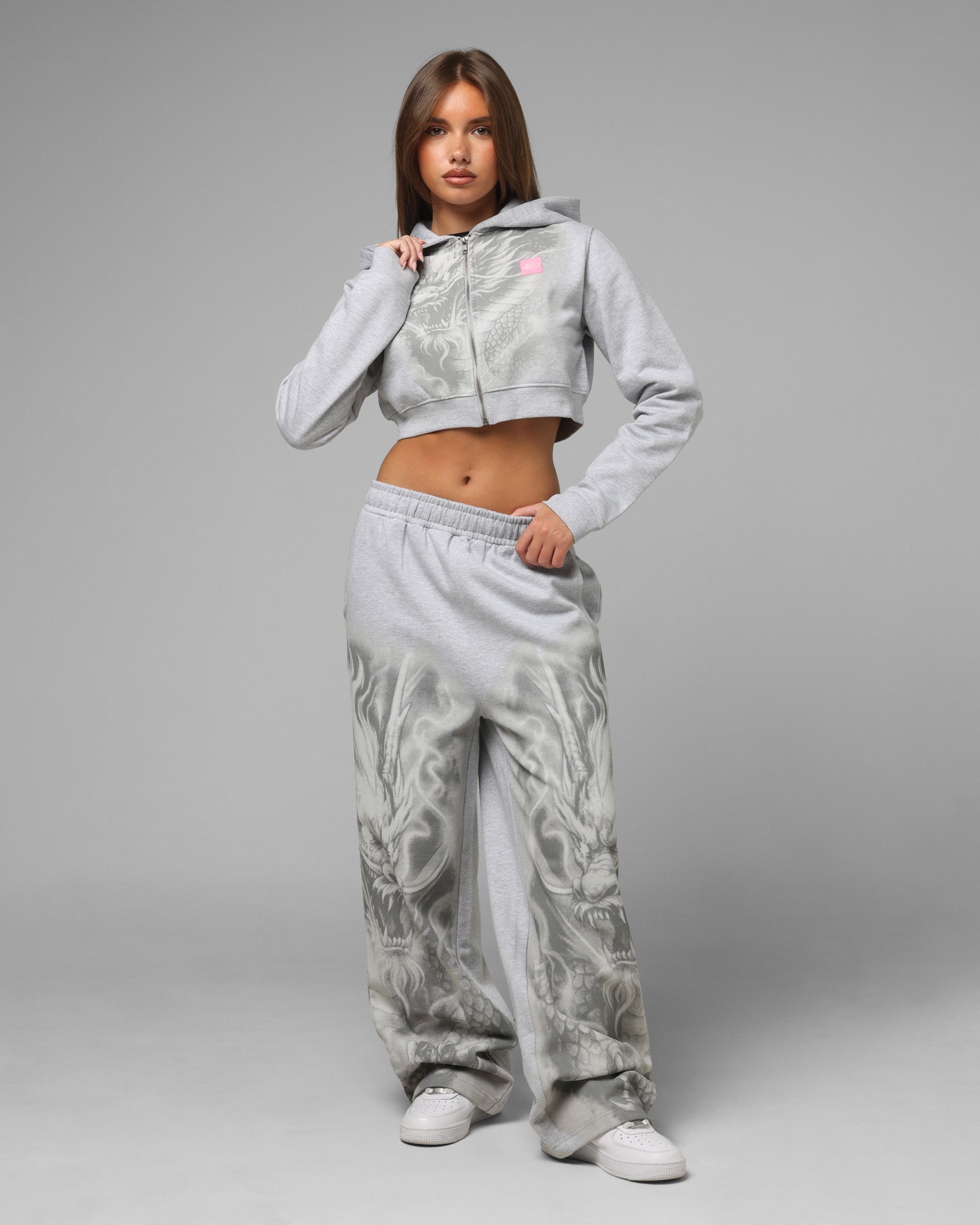 Loiter Women's Drako Cropped Hoodie Grey Marle