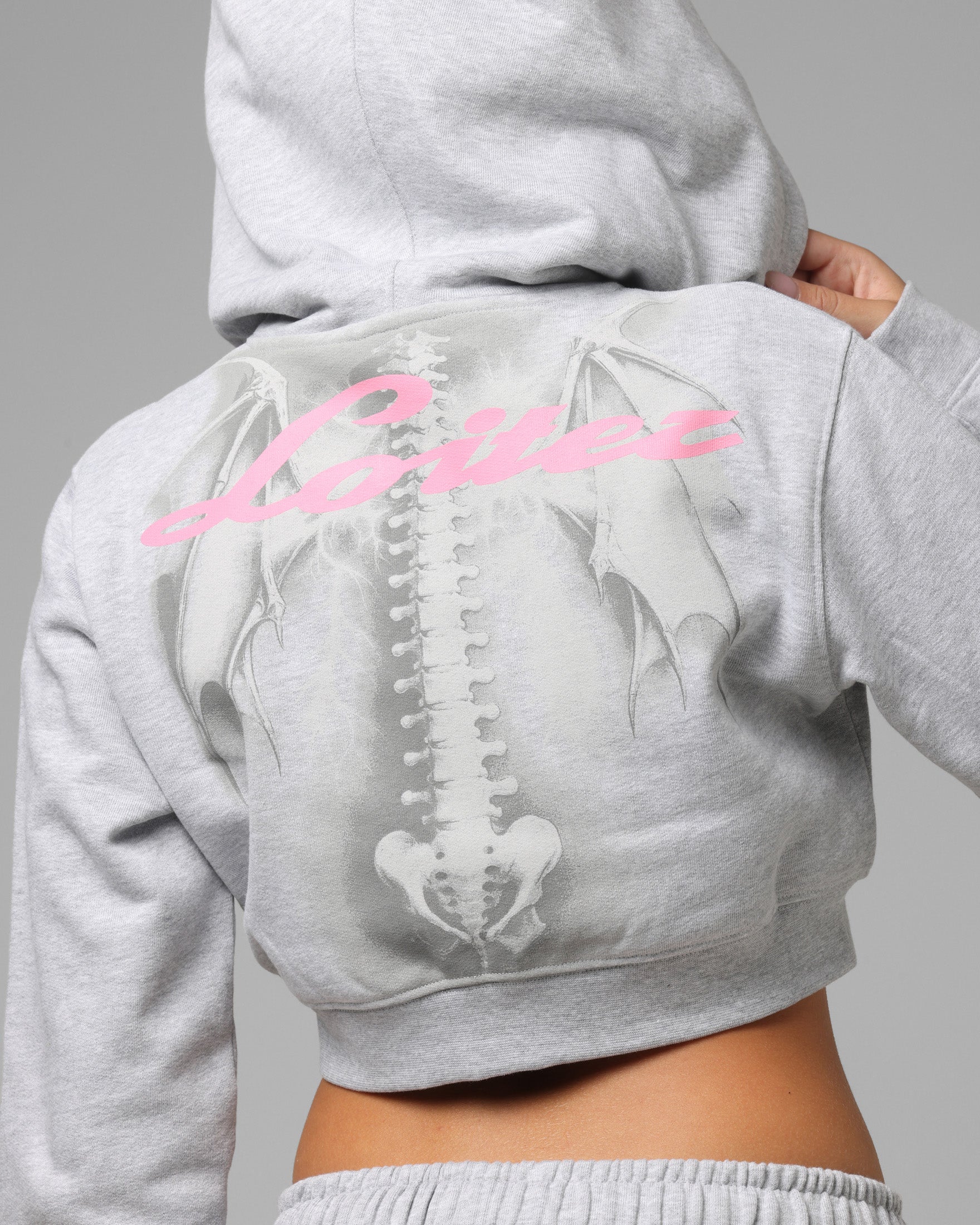 Loiter Women's Drako Cropped Hoodie Grey Marle