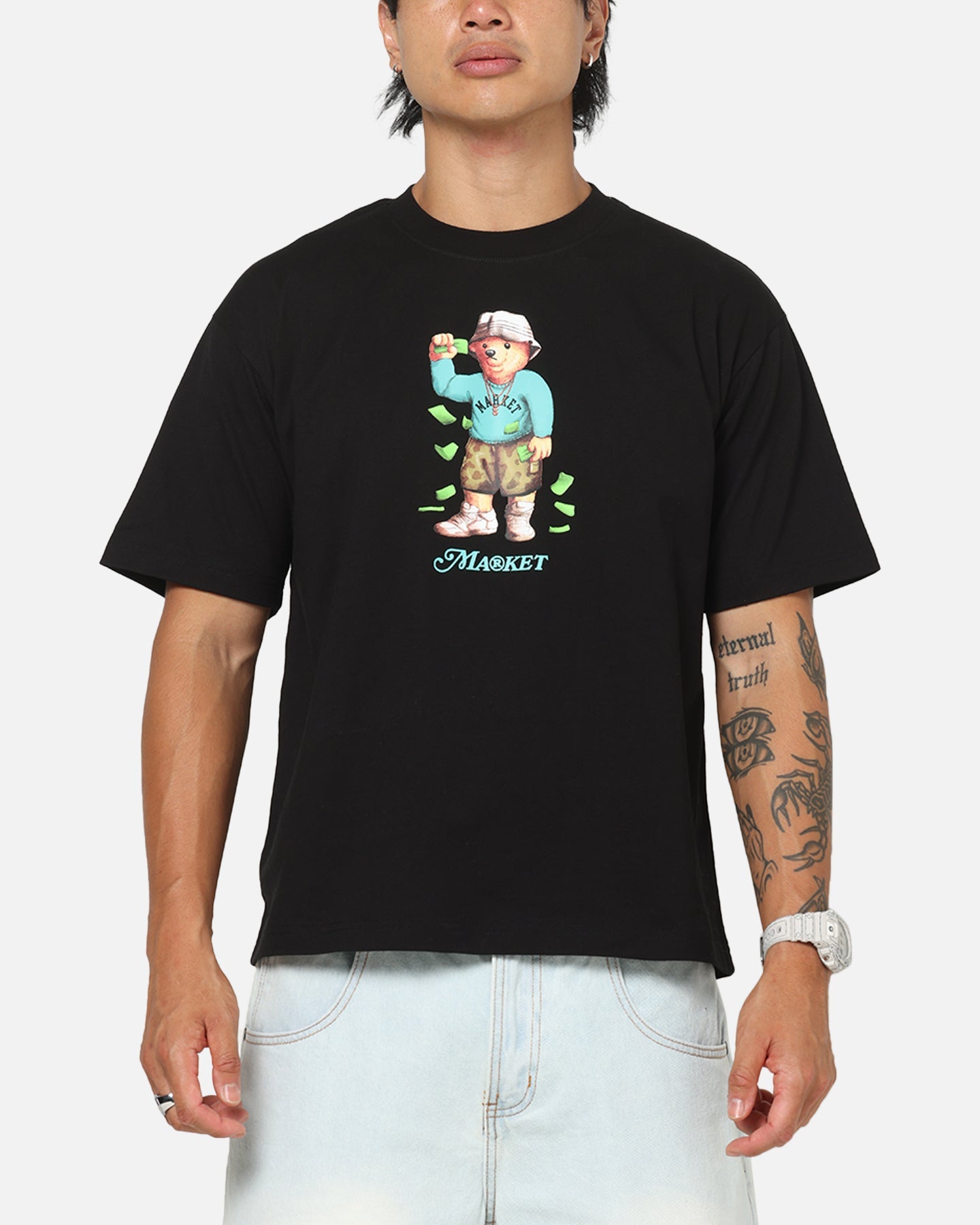 Market Making It Rain Bear T-Shirt Black