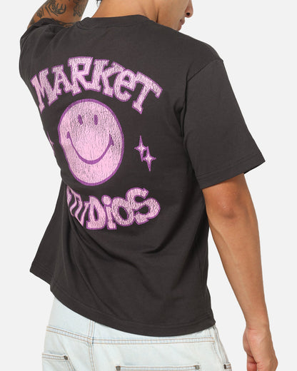 Market Smiley Old School T-Shirt Washed Black