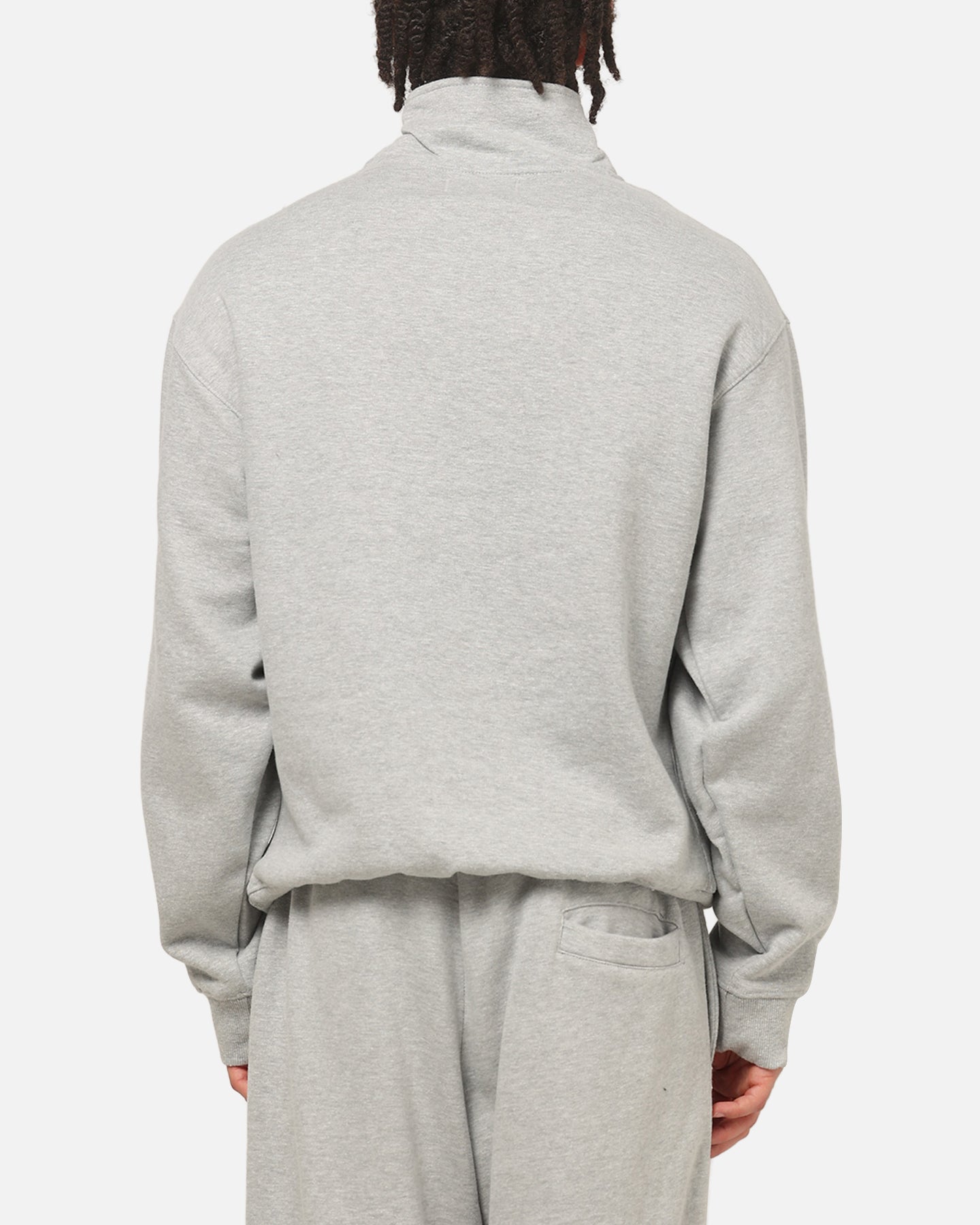 American Thrift Leisure Quarter Zip Mock Neck Sweater Grey Marle