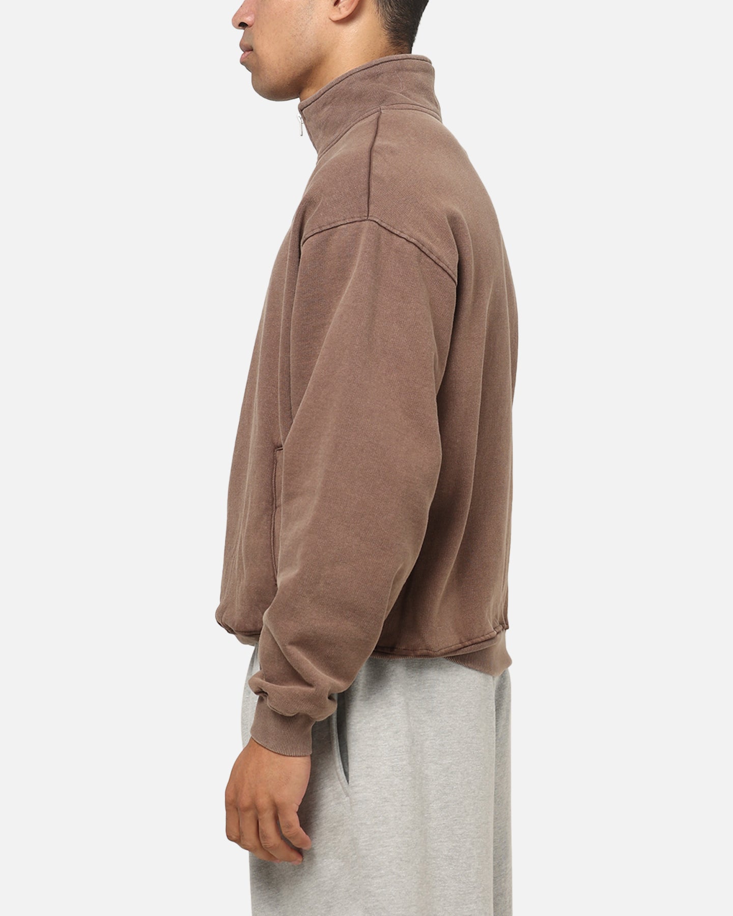 American Thrift Leisure Quarter Zip Mock Neck Sweater Washed Brown