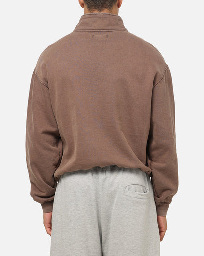 American Thrift Leisure Quarter Zip Mock Neck Sweater Washed Brown