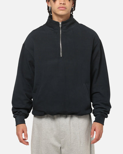 American Thrift Leisure Quarter Zip Mock Neck Sweater Washed Black