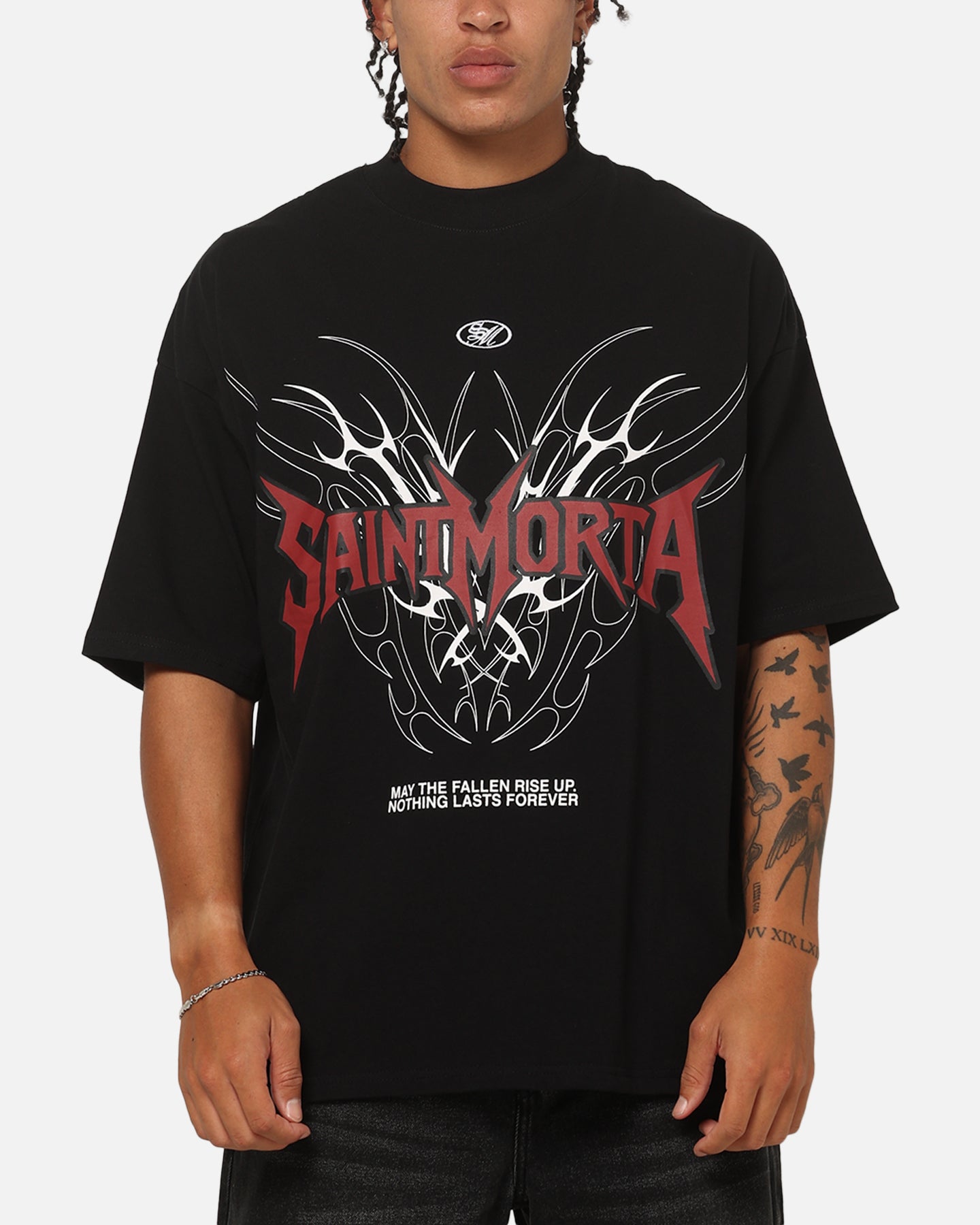 Saint Morta Fallen Tribal Boxy T-Shirt Black/Red