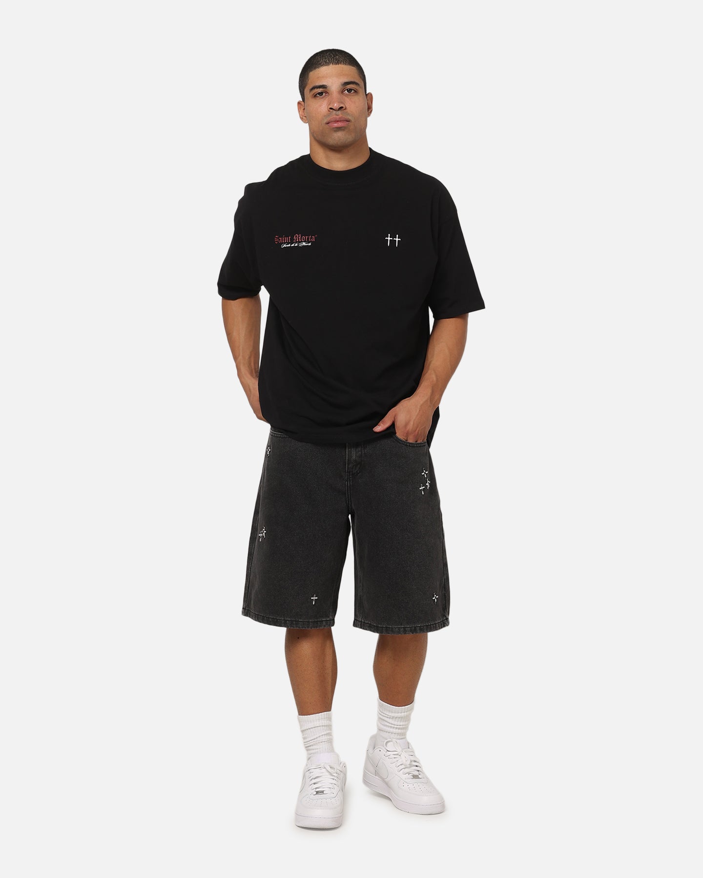 Saint Morta La Muerte Script T-Shirt Black/Red