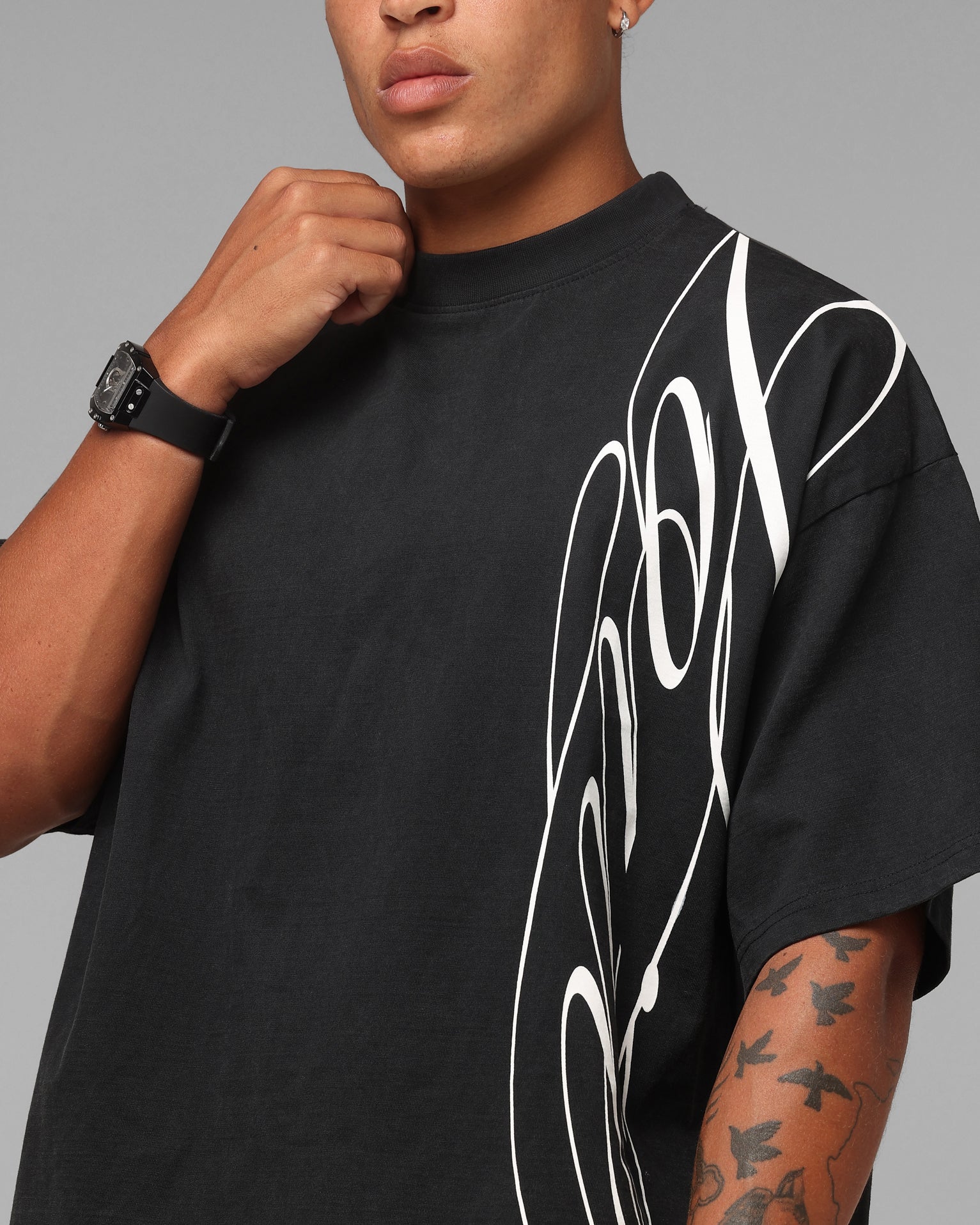 Loiter Script T-Shirt Washed Black