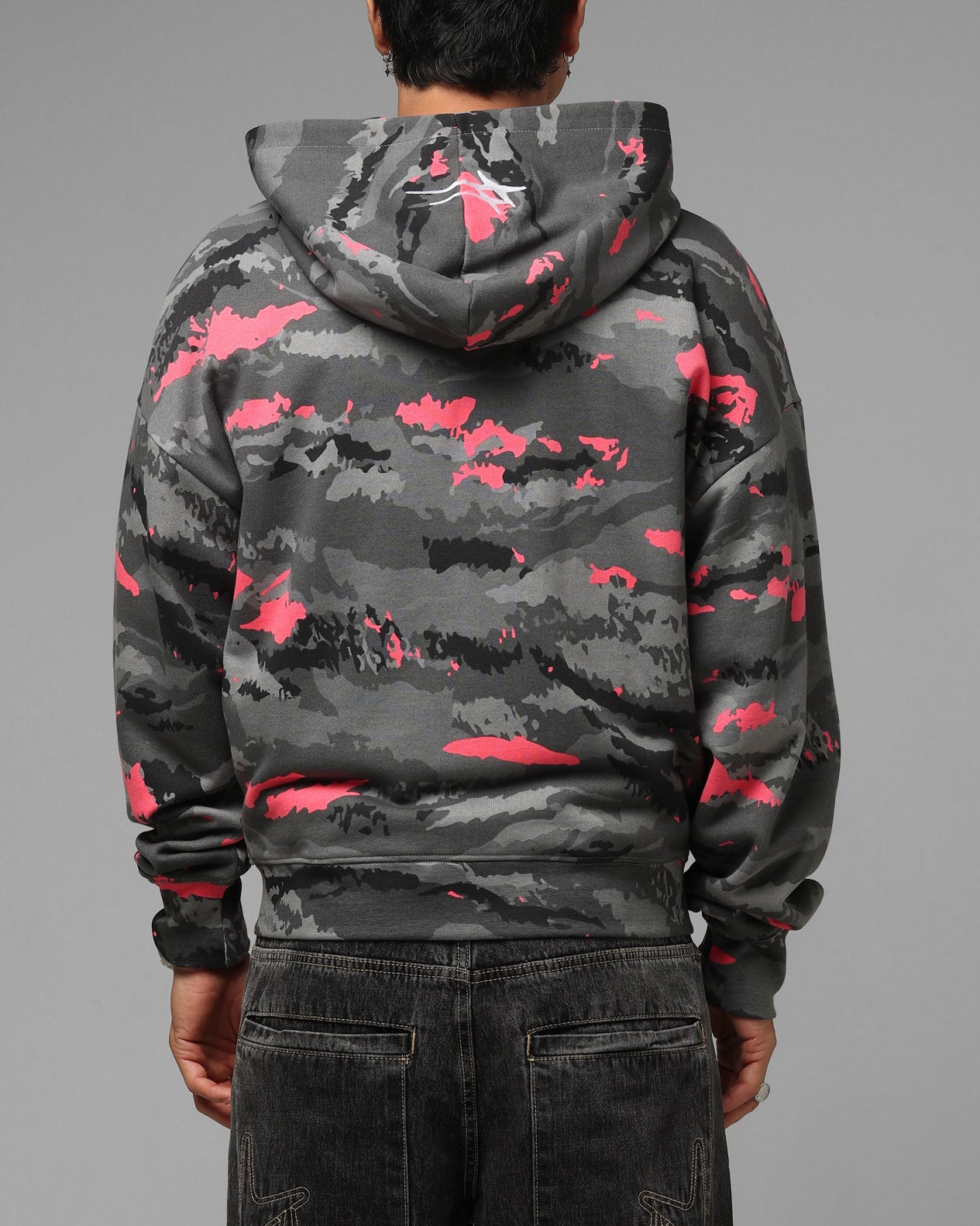 Loiter Hybrid Patch Zip Hoodie Black Camo