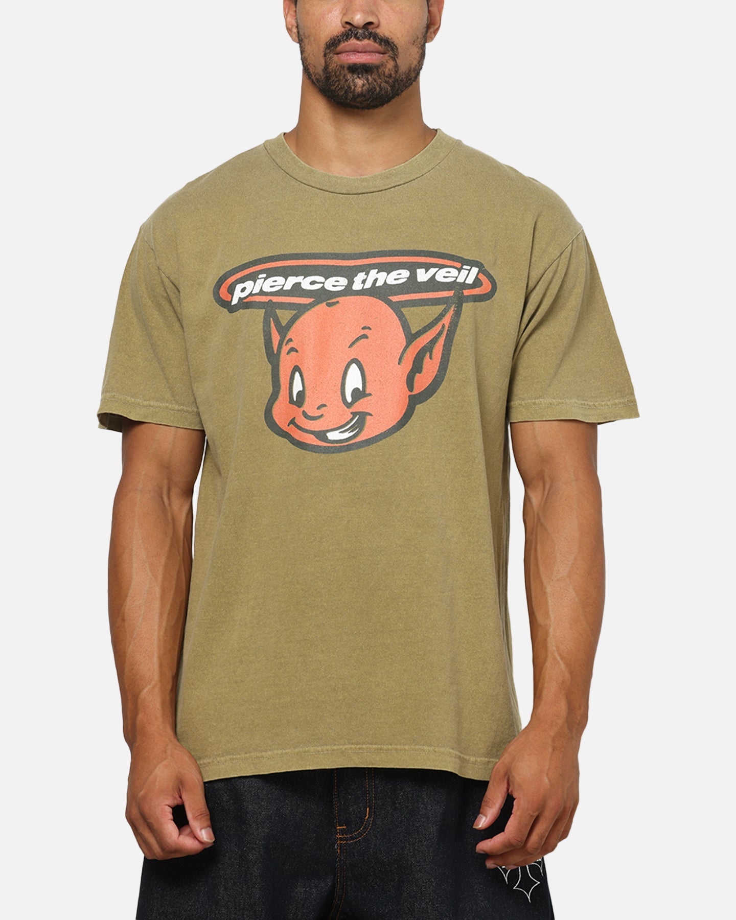 Pierce The Veil Bootleg Devil T-Shirt Army Green