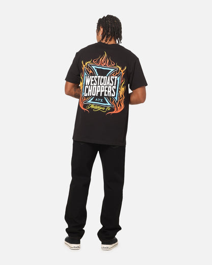 West Coast Choppers Skew Logo Flames T-Shirt Black