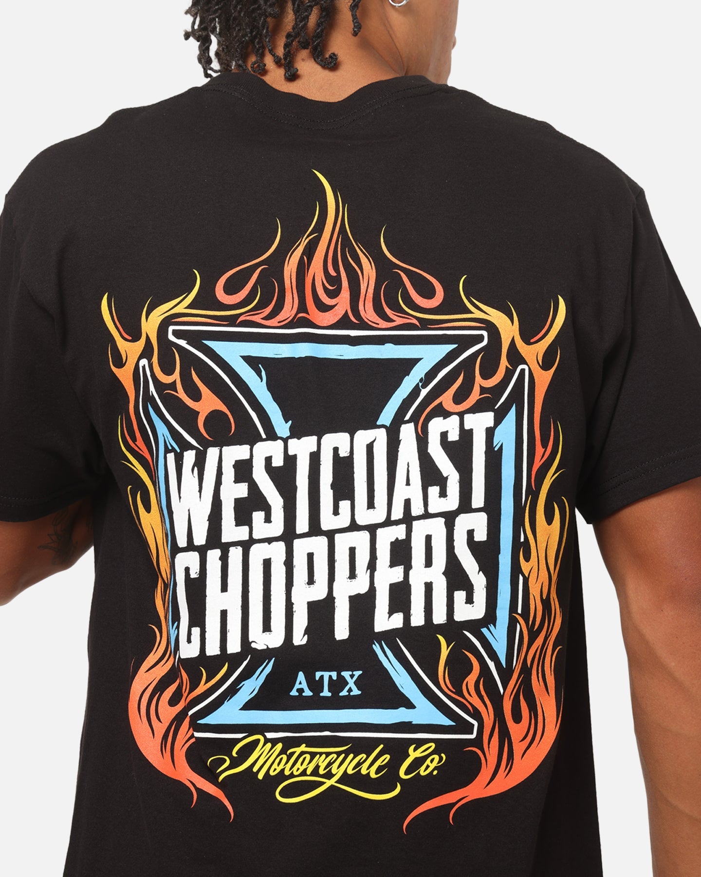 West Coast Choppers Skew Logo Flames T-Shirt Black