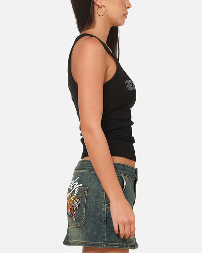 Ed Hardy Women's Rhinestone Logo Tank Black