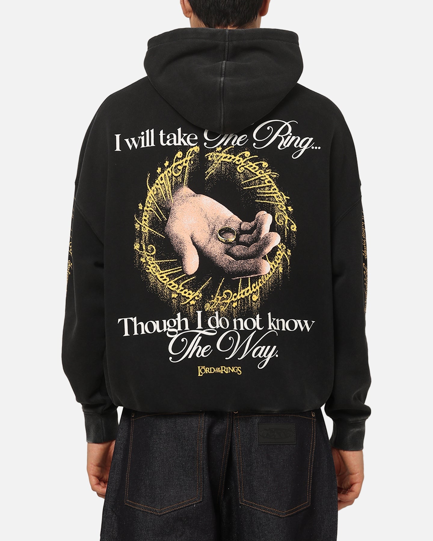 73Studio X The Lord Of The Rings The Ring Hoodie Black Acidwash