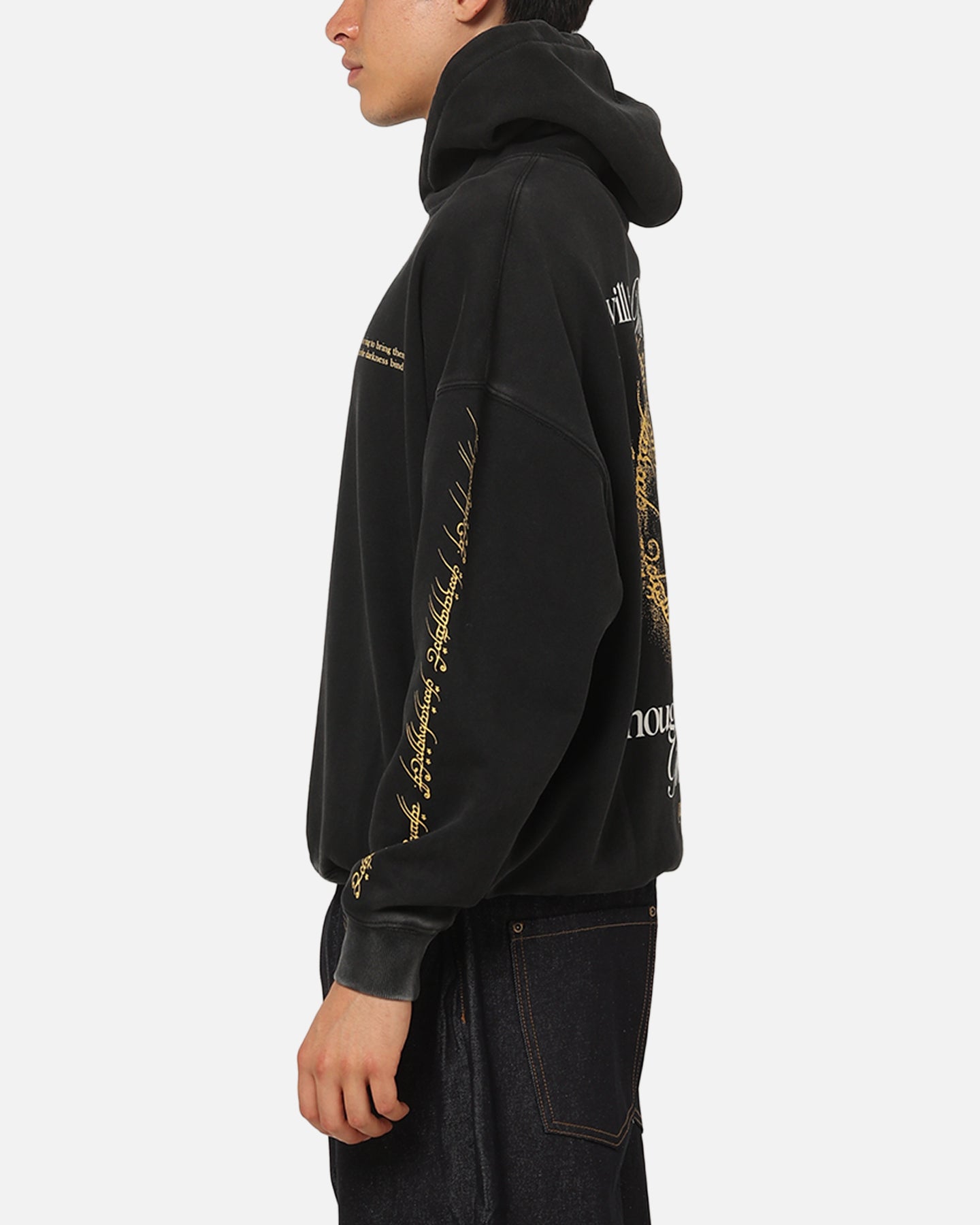 73Studio X The Lord Of The Rings The Ring Hoodie Black Acidwash