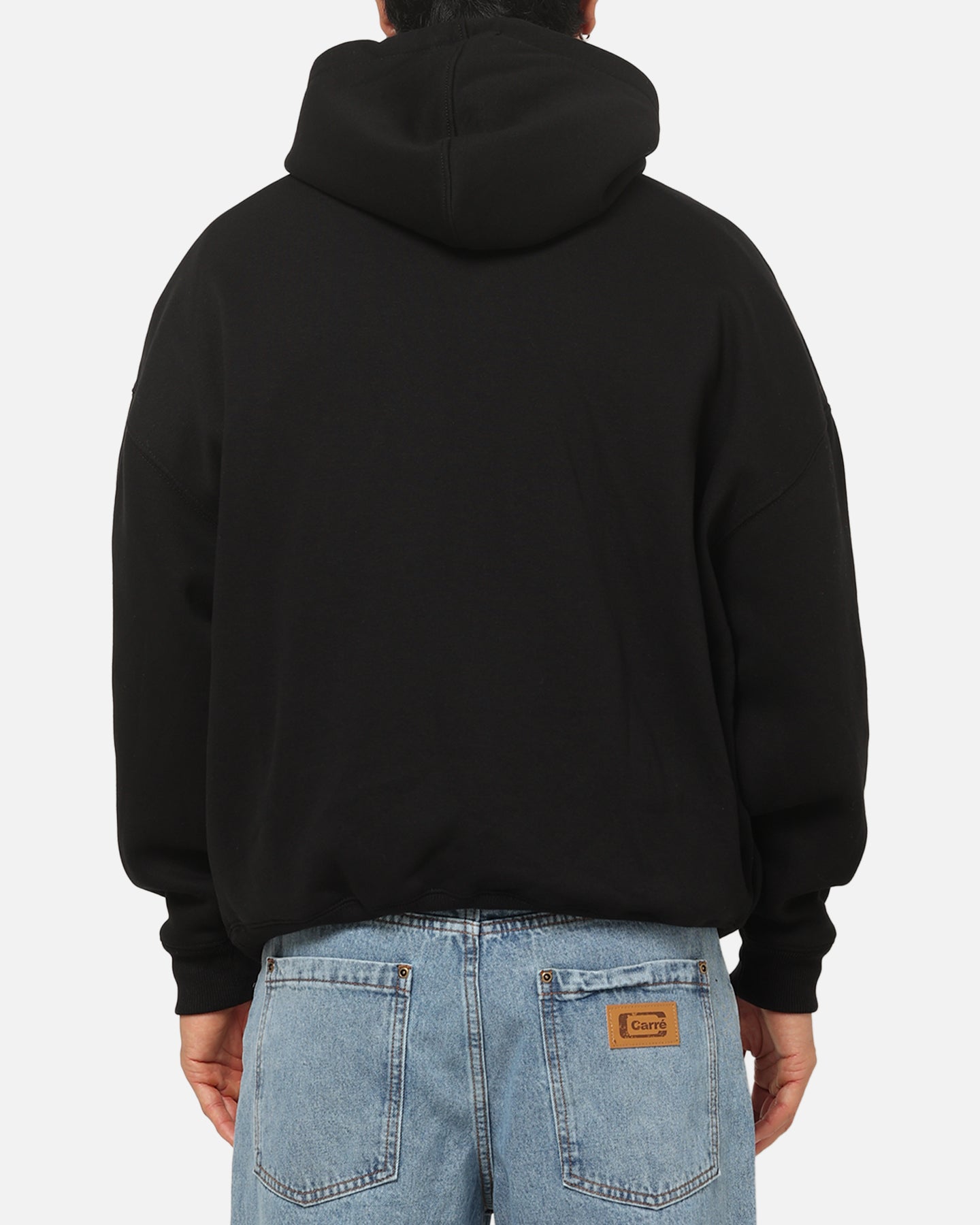 Carre Plaid Oval Hoodie Solid Black