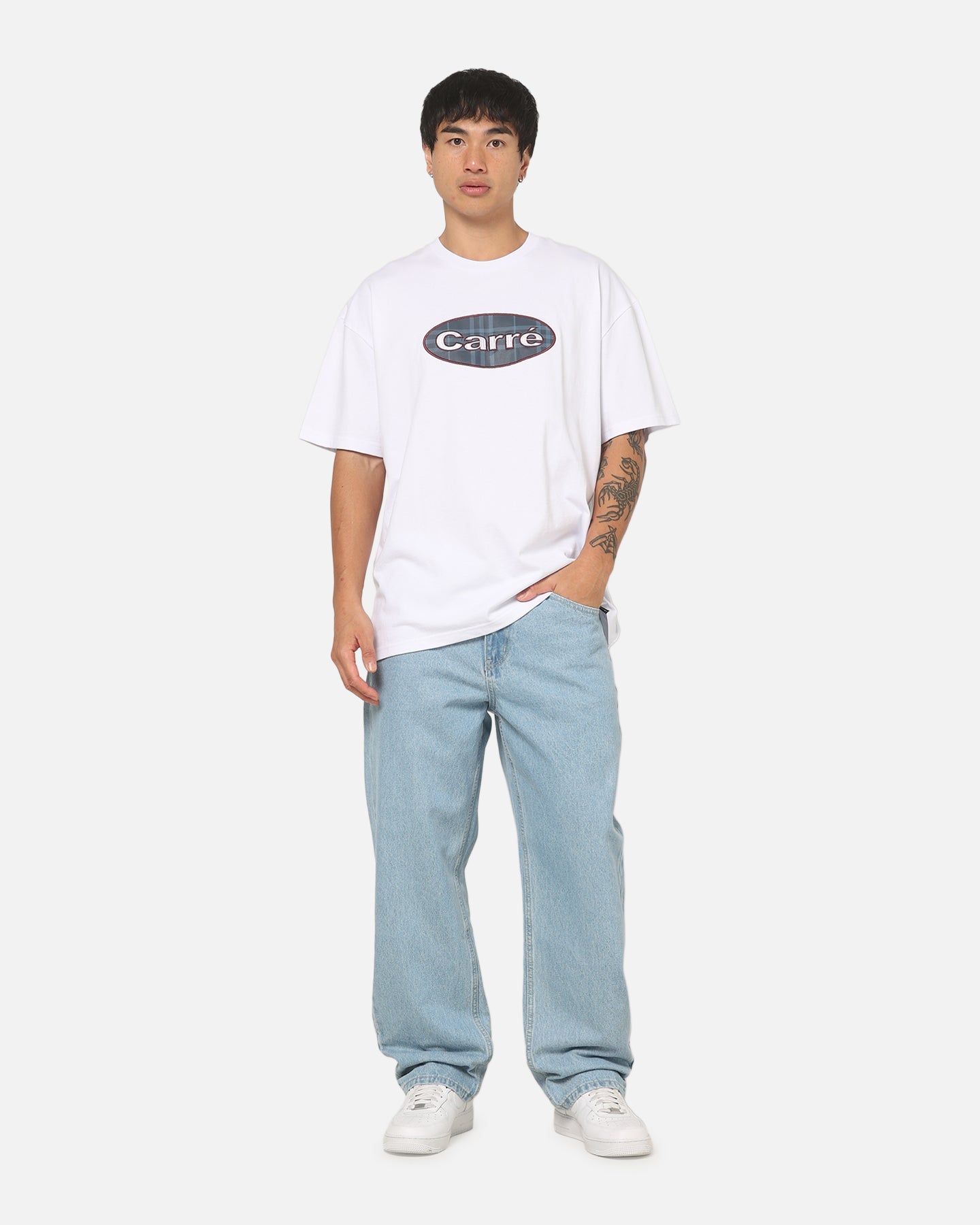 Carre Plaid Oval T-Shirt White
