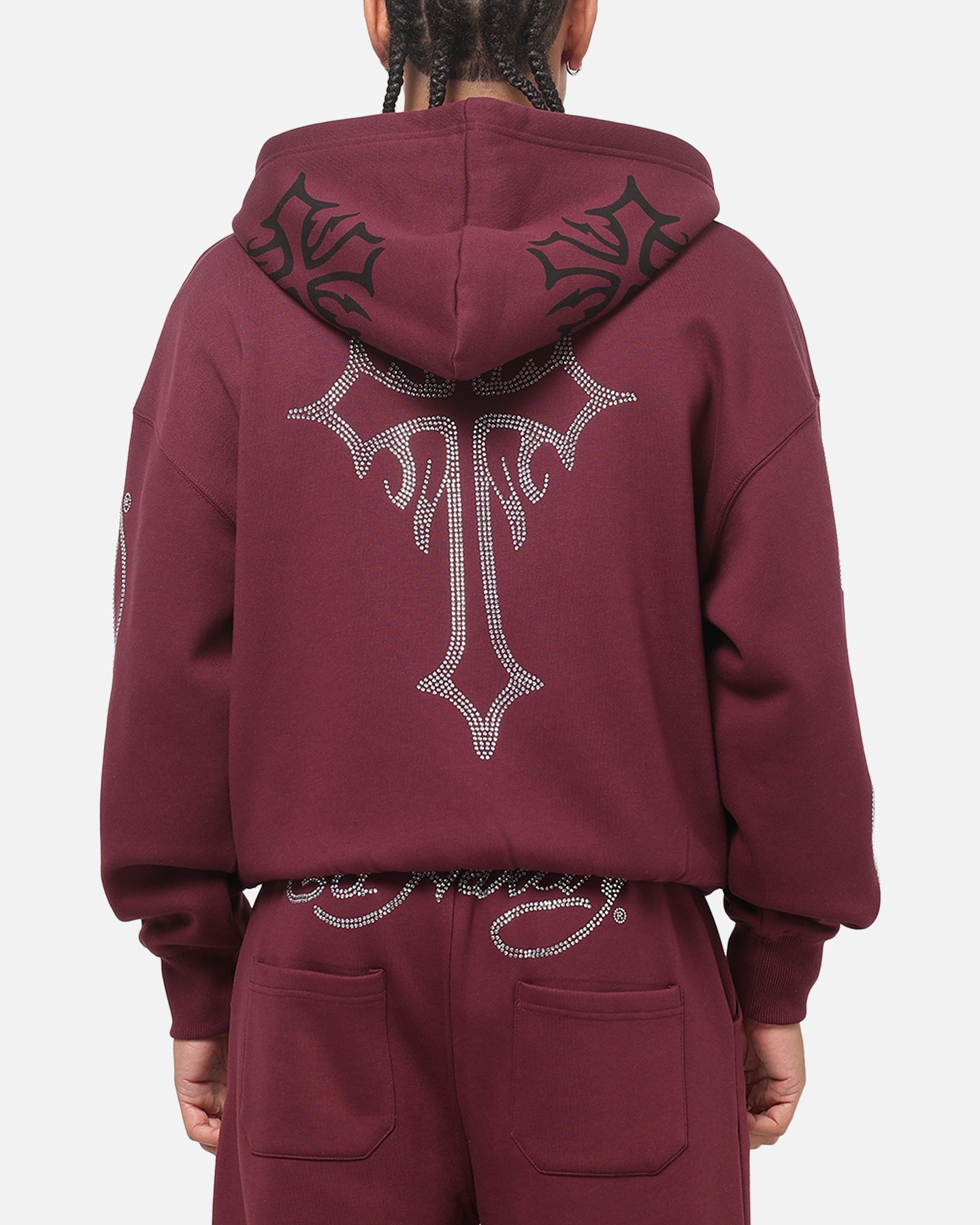 Ed Hardy Trinity Rhinestone Zip Hoodie Plum