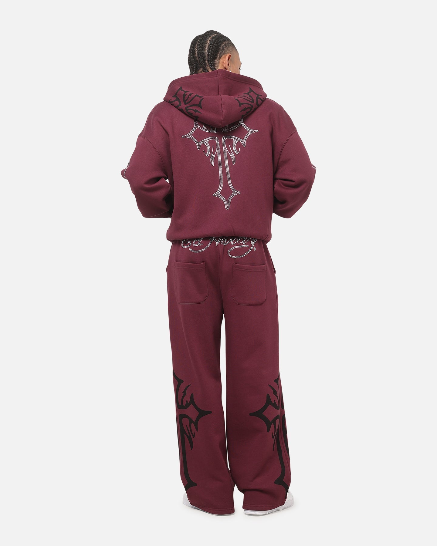 Ed Hardy Trinity Rhinestone Zip Hoodie Plum