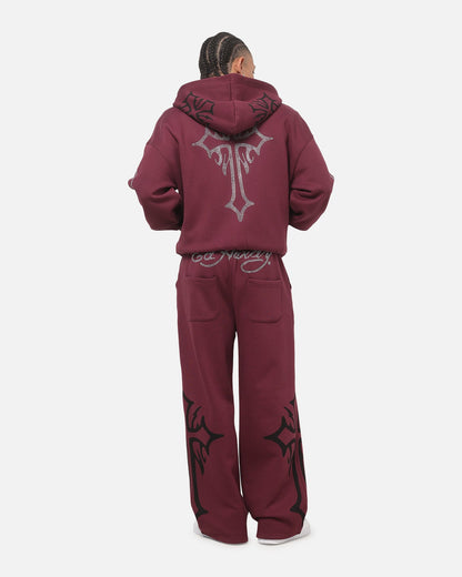 Ed Hardy Trinity Rhinestone Zip Hoodie Plum