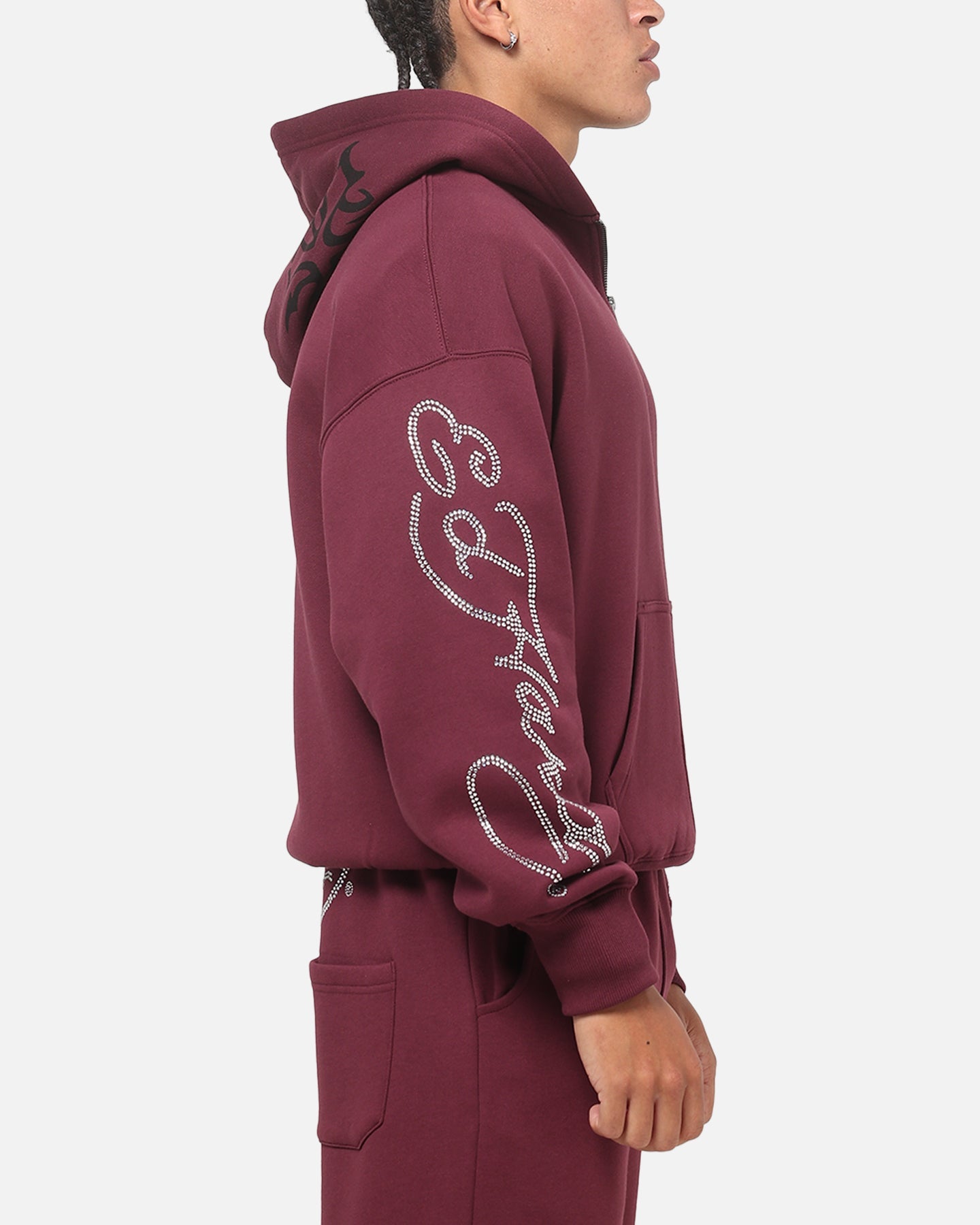 Ed Hardy Trinity Rhinestone Zip Hoodie Plum