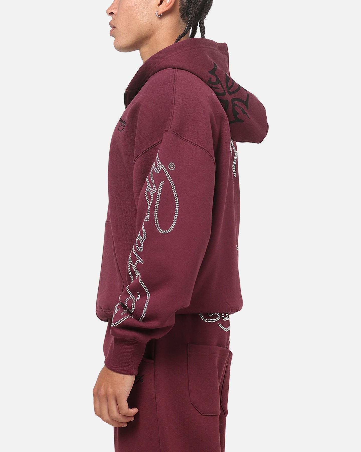 Ed Hardy Trinity Rhinestone Zip Hoodie Plum