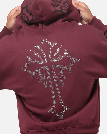 Ed Hardy Trinity Rhinestone Zip Hoodie Plum
