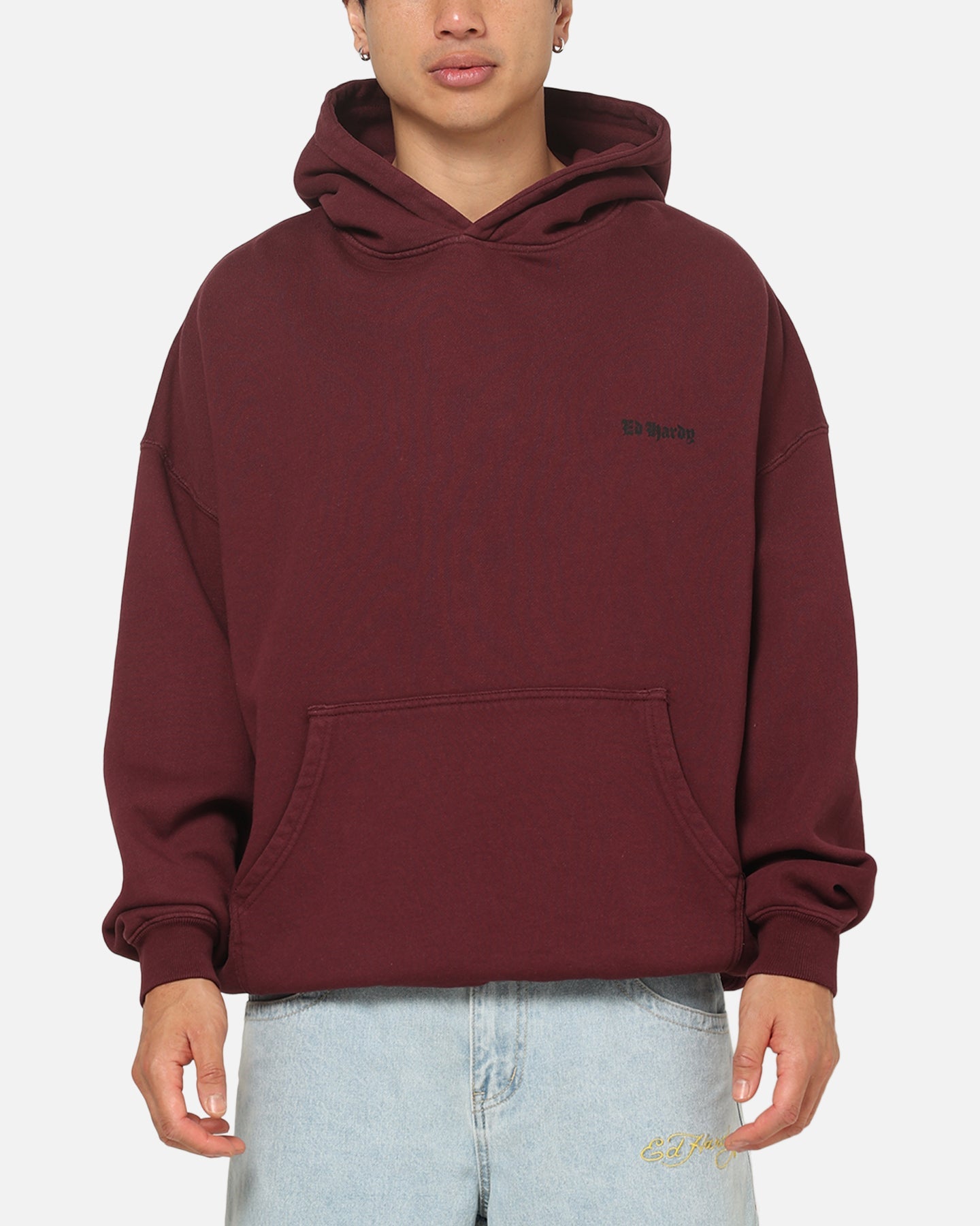 Ed Hardy Sacred Heart Hoodie Burgundy