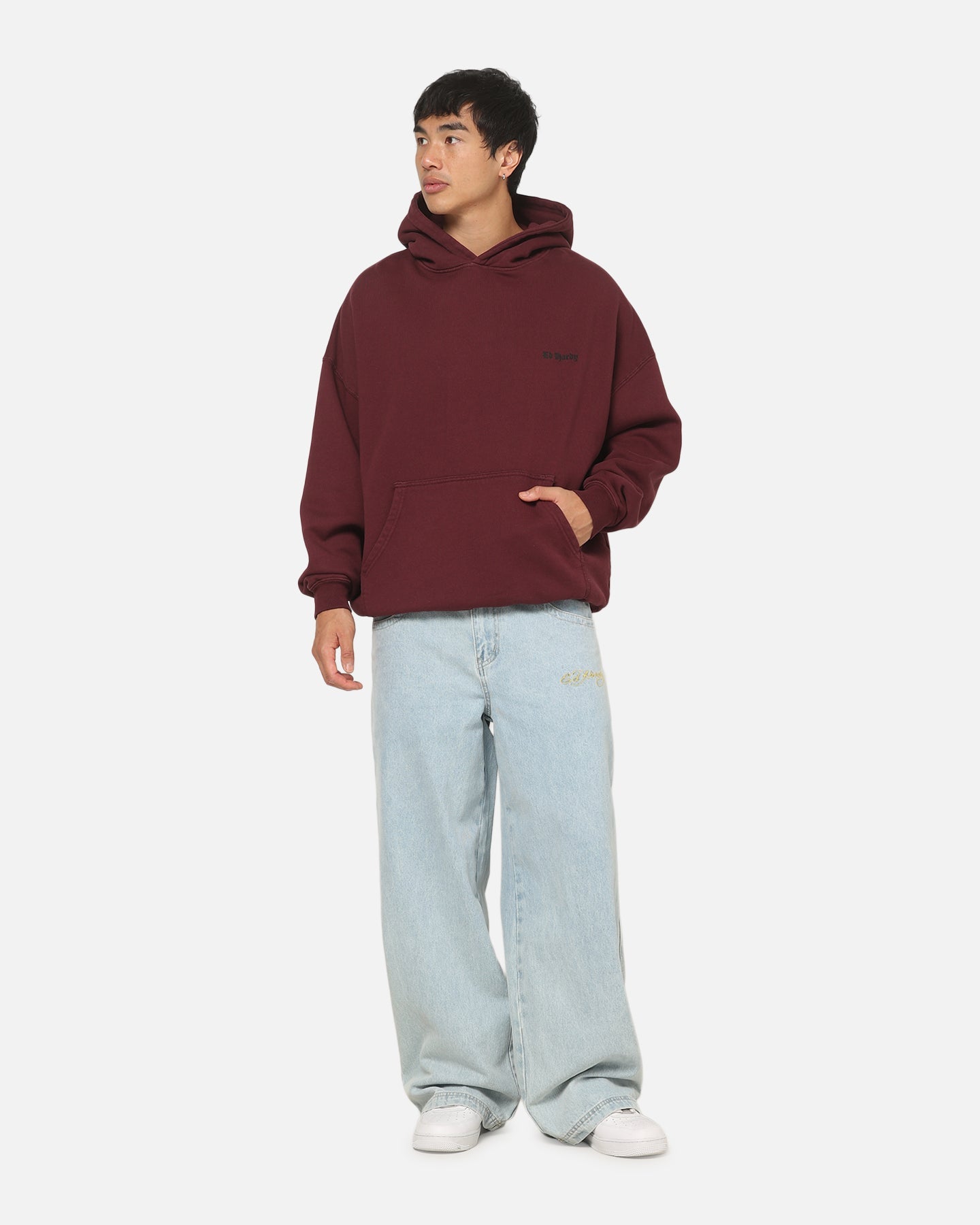 Ed Hardy Sacred Heart Hoodie Burgundy