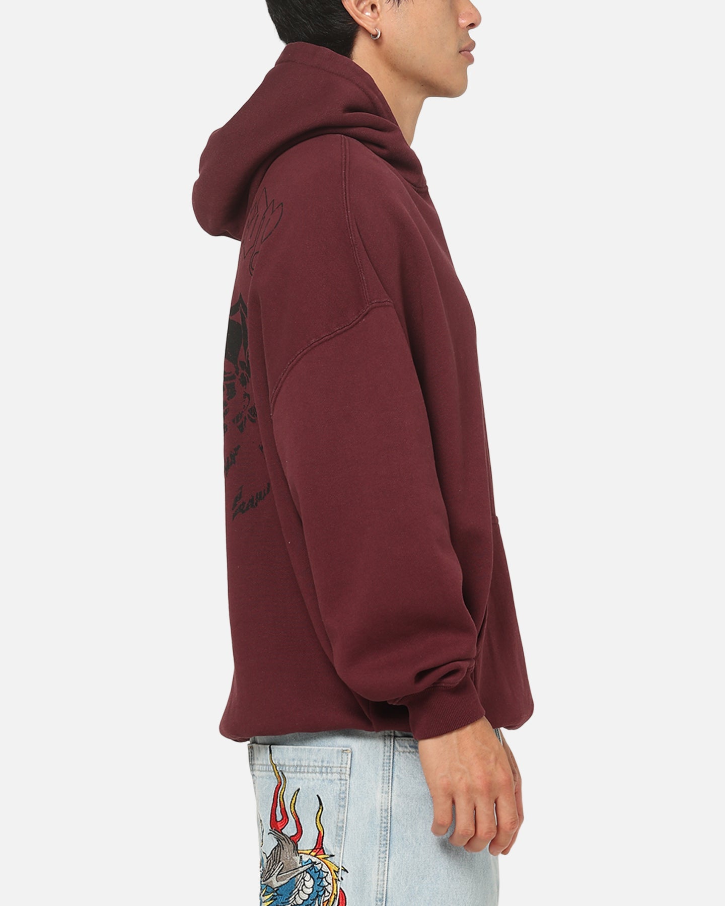 Ed Hardy Sacred Heart Hoodie Burgundy